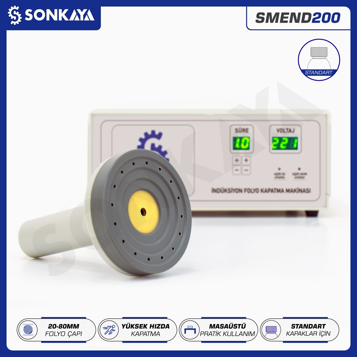 SMEND200 20-80mm Manual Induction Foil Bottle Lid Sealing Machine