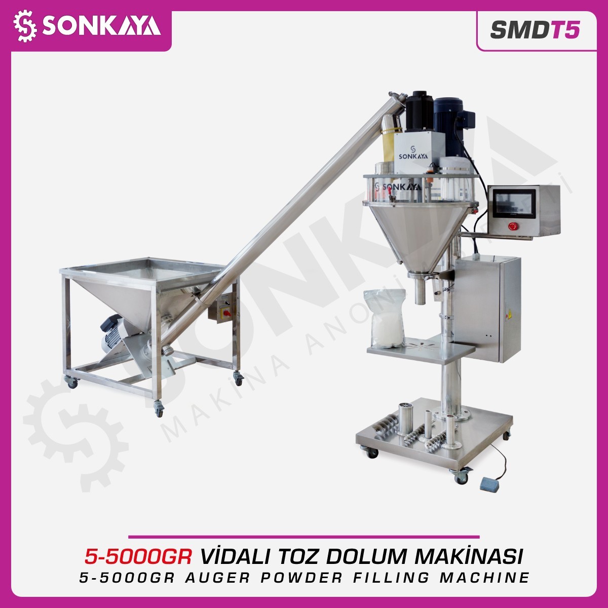 SMDT5 5-5000g Auger Screw Powder Filling Machine