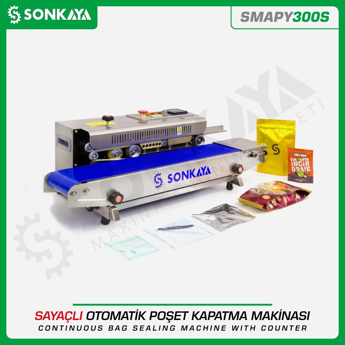 SMAPY300S Sayıcılı Konveyörlü Poşet Ağzı Kapatma Makinası