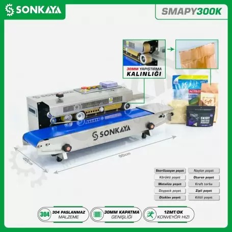 SMAPY300K Geniş Yapıştırma Çeneli Poşet Kapatma Makinası