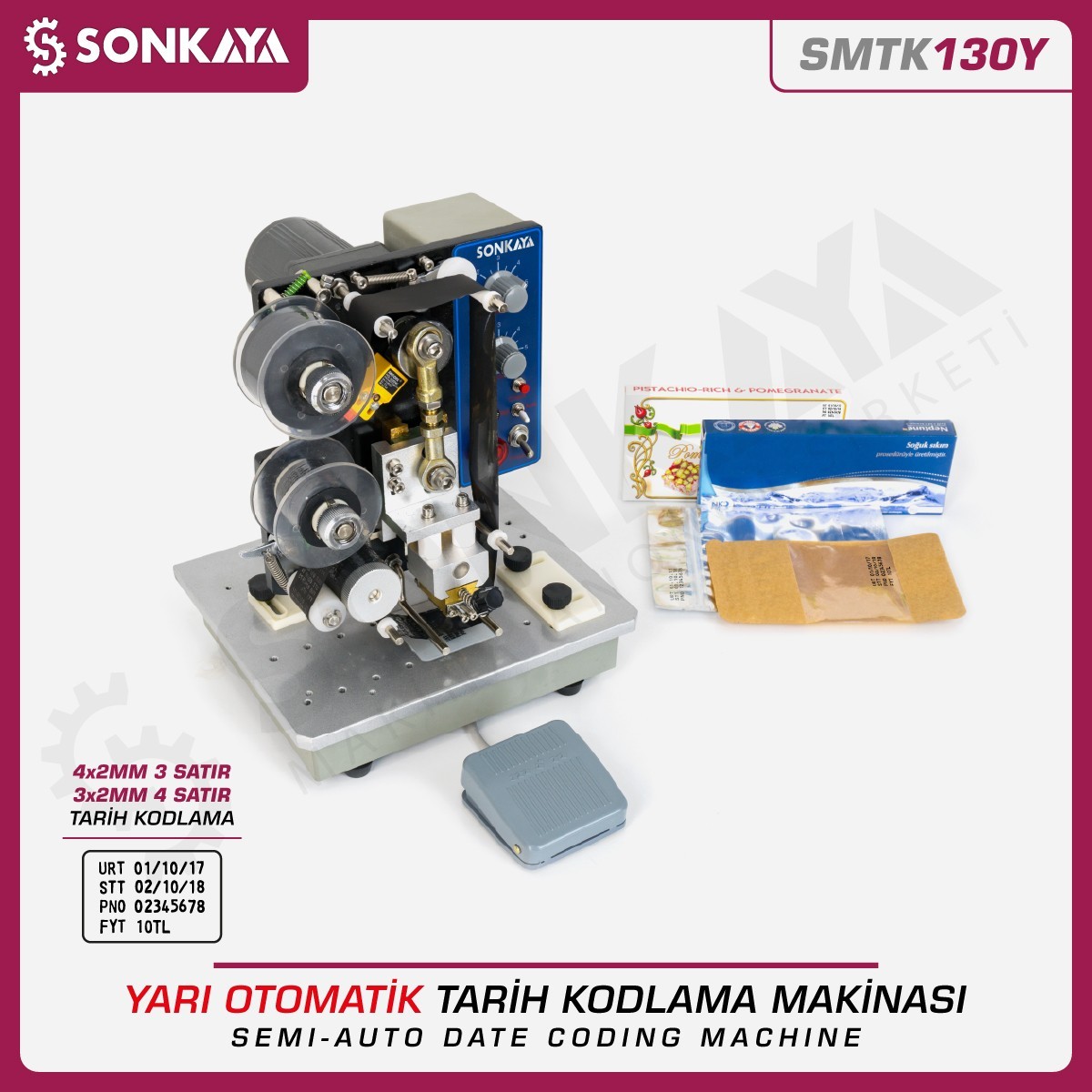 SMTK130Y Yarı Otomatik Tarih Kodlama Makinası