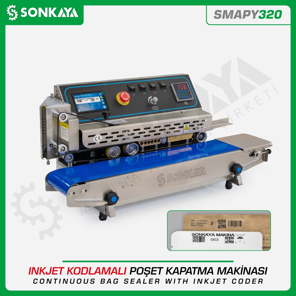 SMAPY320 Automatic Bag Closing Machine with Inkjet Coding