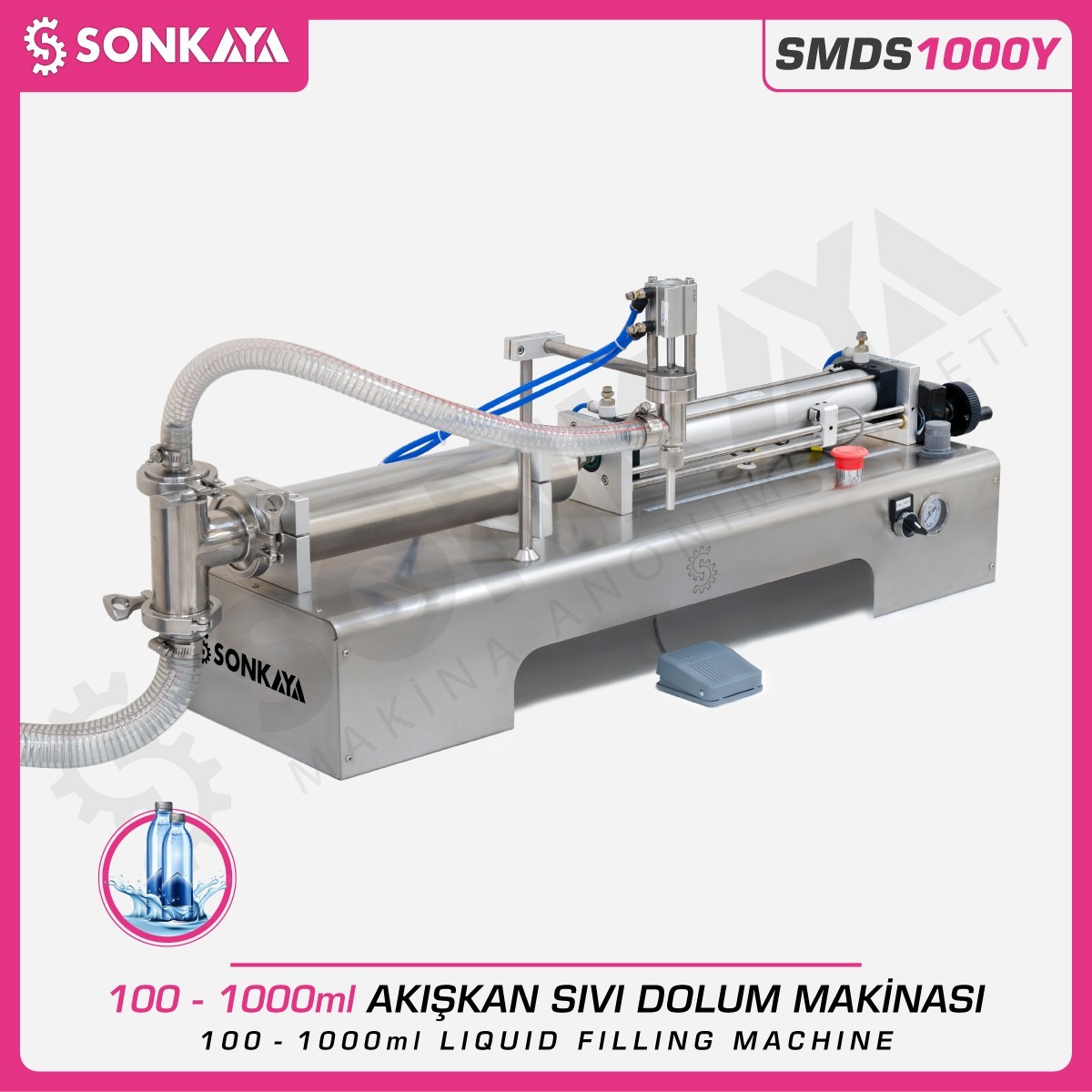 SMDS1000Y 1000ml Yarı Otomatik Sıvı Dolum Makinası