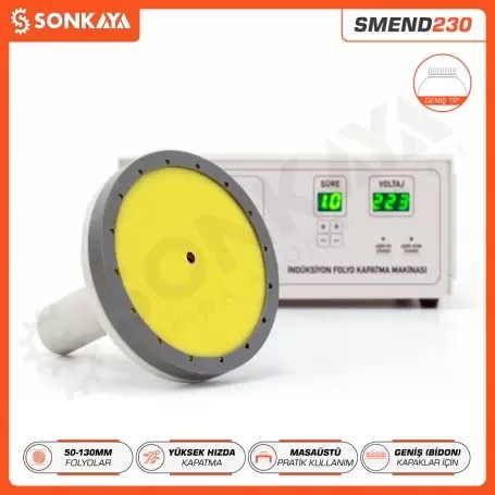 SMEND230 50-130mm Manuel İndüksiyon Emniyet Bandı Folyosu Şişe Kapatma Yapıştırma Makinası