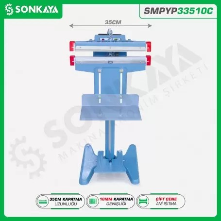 SMPYP33510C Pedallı Poşet Kapatma Makinası Çift Çeneli 35CM 10MM