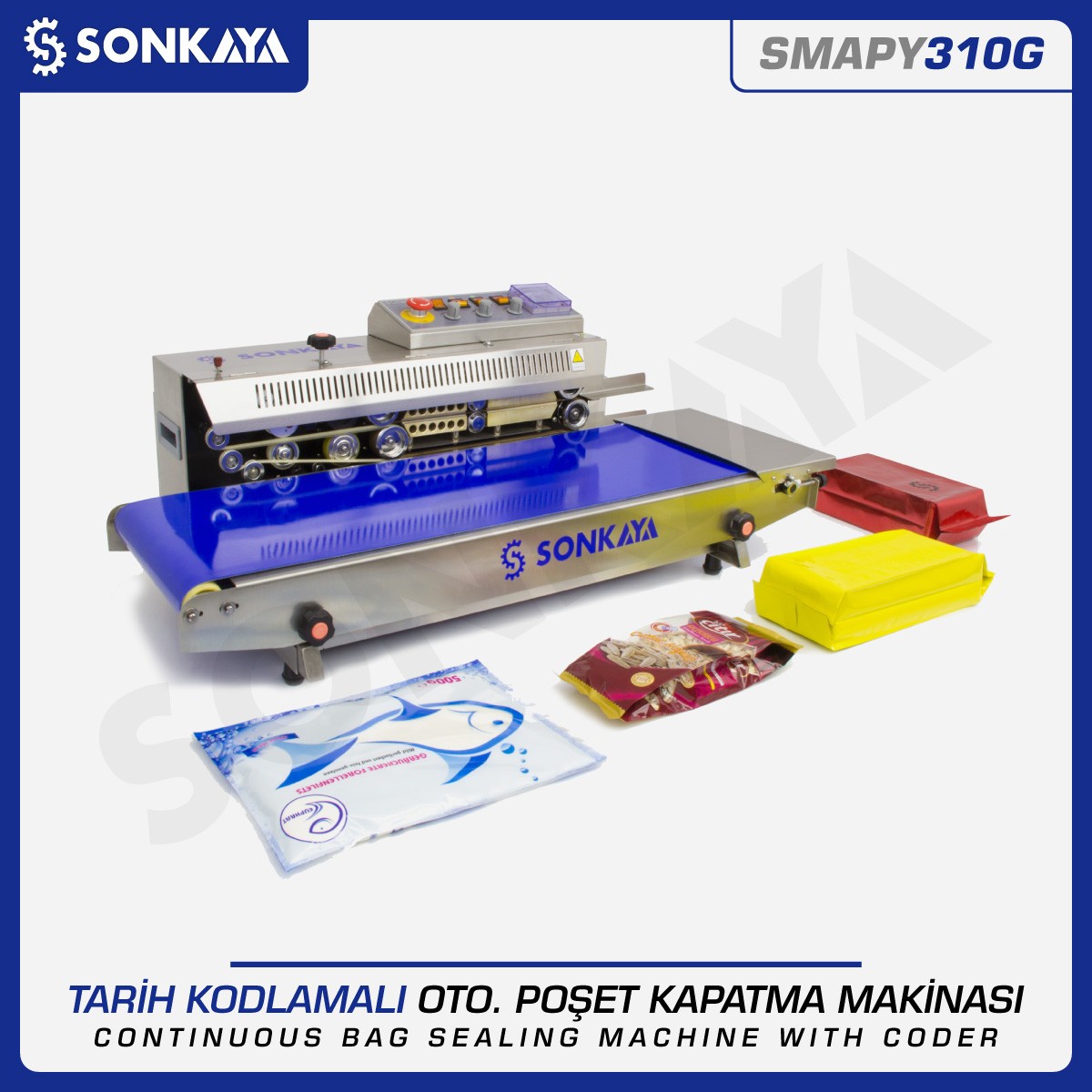 SMAPY310G Automatic Continuous Wide Bag Sealing Machine With Date Coder