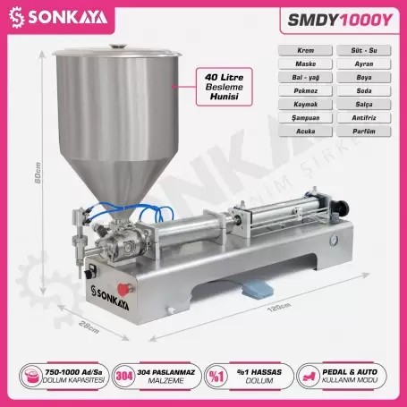 SMDY1000Y 1000ml Yarı Otomatik Yoğun Ürün Dolum Makinası