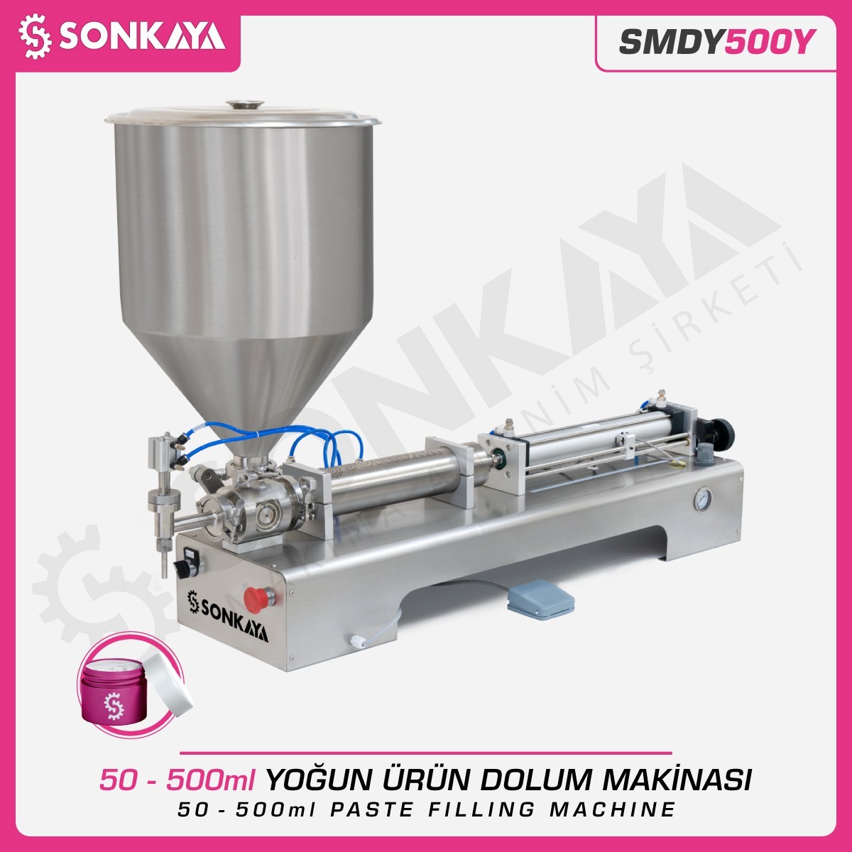 SMDY500Y 500ml Yarı Otomatik Krem Dolum Makinası