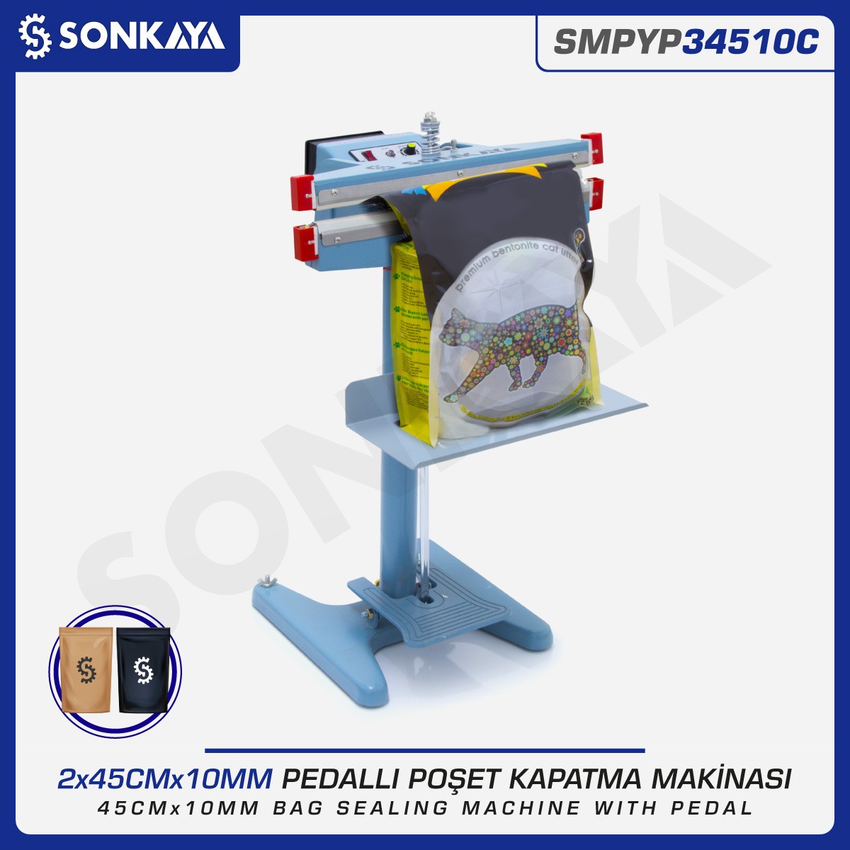 SMPYP34510C Foot Pedal Bag Sealing Machine Double Seal 45CM 10MM