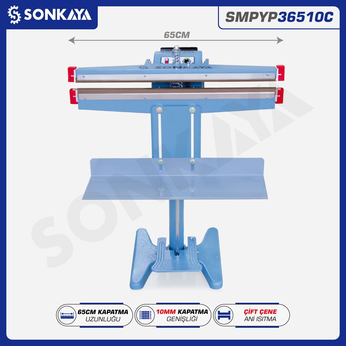 SMPYP36510C Foot Pedal Bag Sealing Machine Double Seal 65CM 10MM