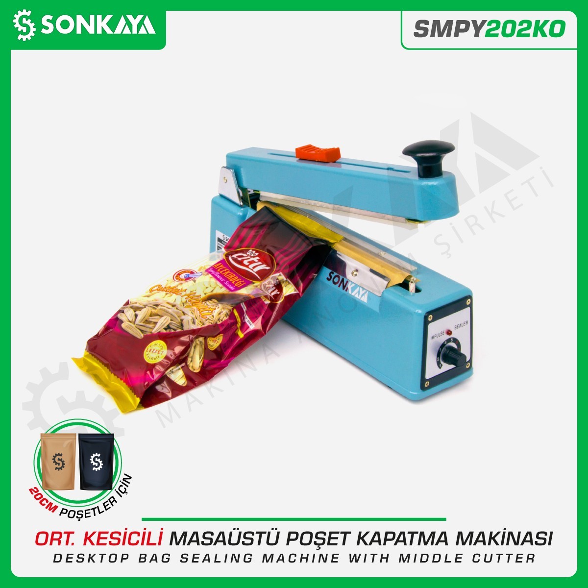 SMPY202KO 20cm Desktop Manual Bag Sealing Machine with Medium Cutter