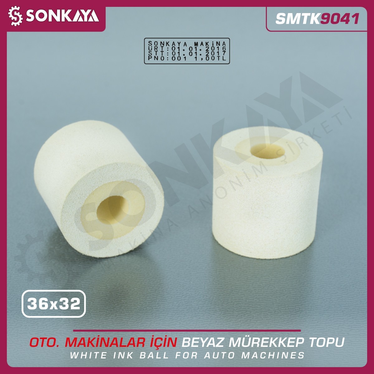 SMTK9041 Tarih Kodlama Makinası Mürekkep Topu Beyaz 36x32mm