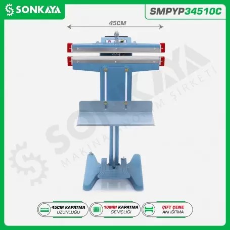 SMPYP34510C Pedallı Poşet Kapatma Makinası Çift Çeneli 45CM 10MM