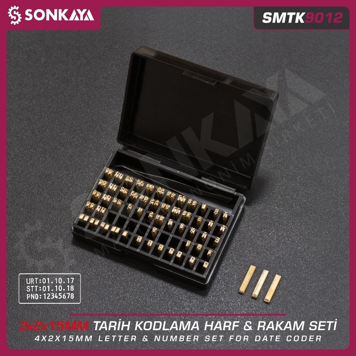 SMTK9012  Brass Letter and Number Set for Coders 3mm