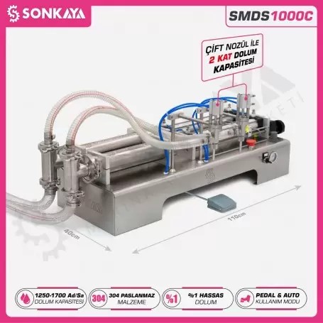 SMDS1000C 100-1000ml Double Nozzle Liquid Filling Machine