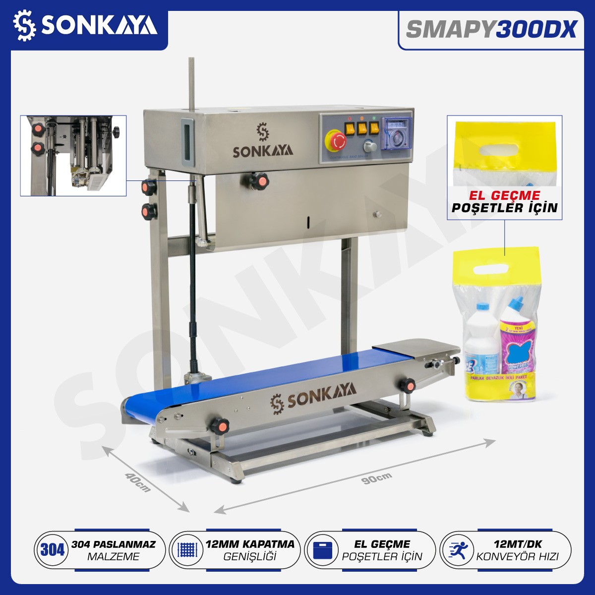 SMAPY300DX EL Geçme Poşet Kapatma Makinası