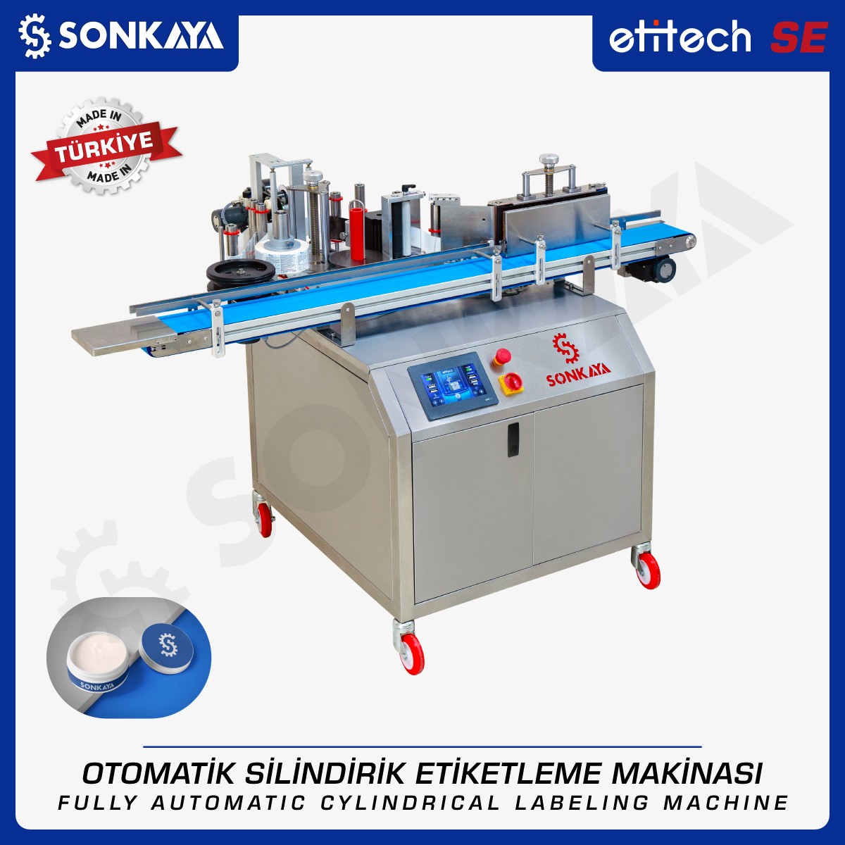 Etitech SE Tam Otomatik Silindirik Şişe Etiketleme Makinası