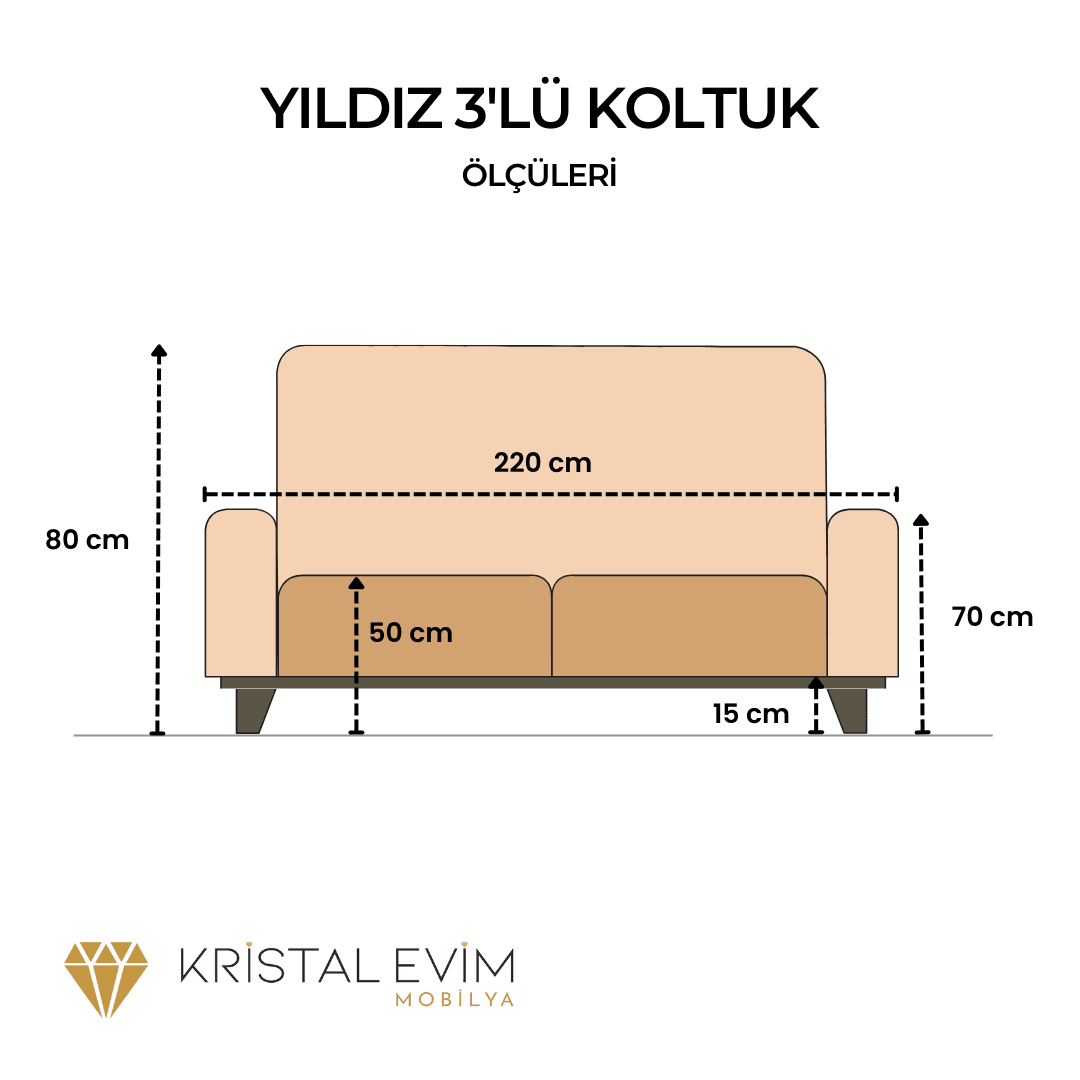 Yıldız 3'lü Koltuk Bej