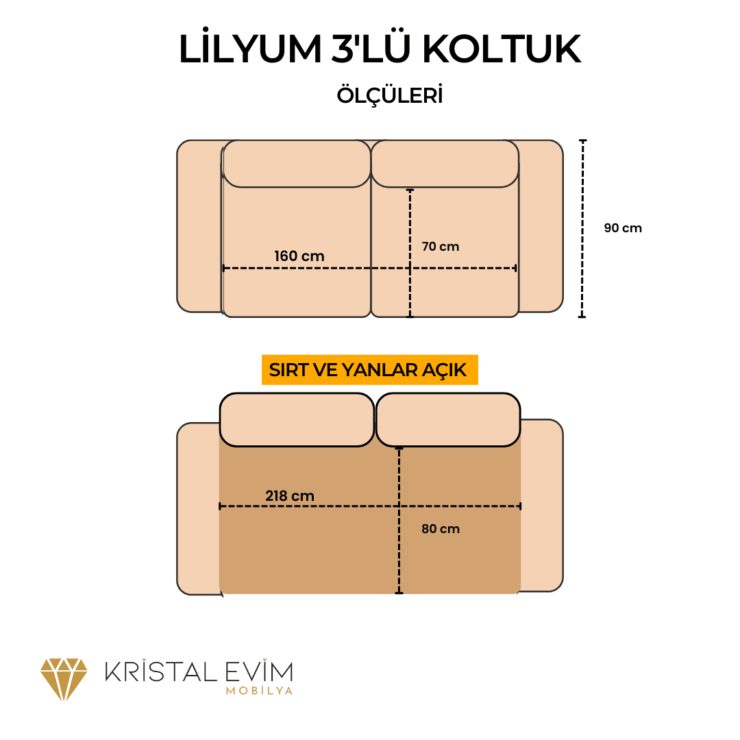 Lilyum 3'lü Koltuk