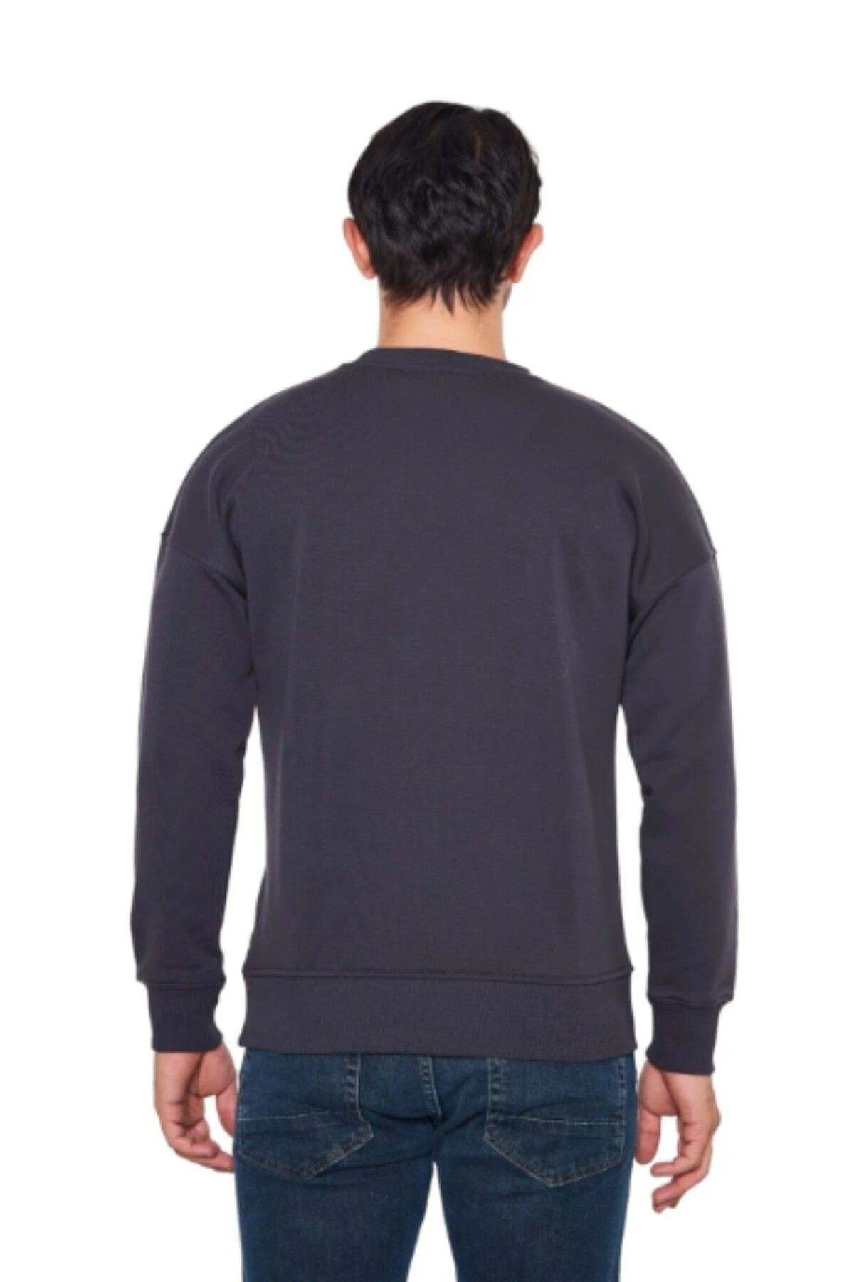 Antrasit Renk Basic Regular Fit Erkek Sweatshirt