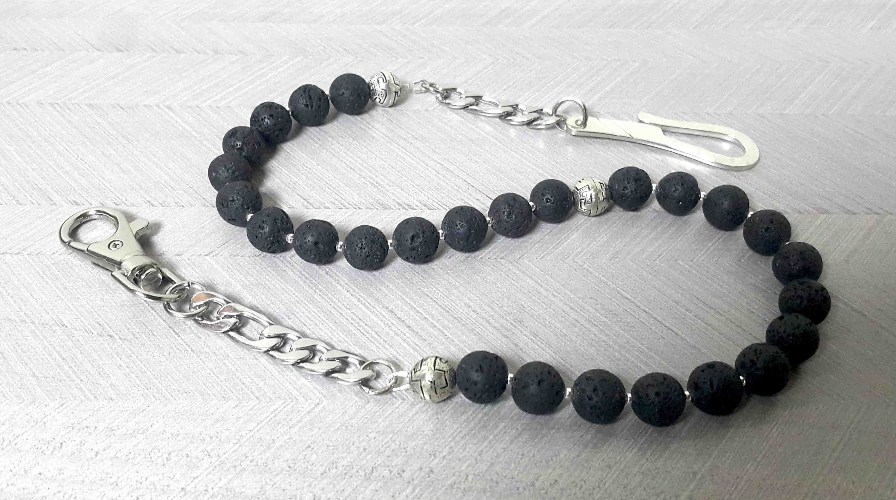 Core Strength – Lava Rock Wallet Chain with 925 Silver