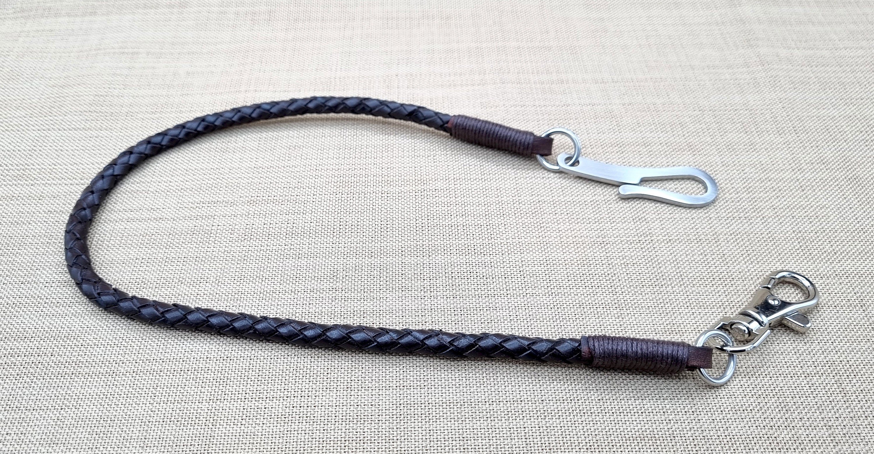 Rugged Loop – Braided Leather Wallet Lanyard with Steel Hook