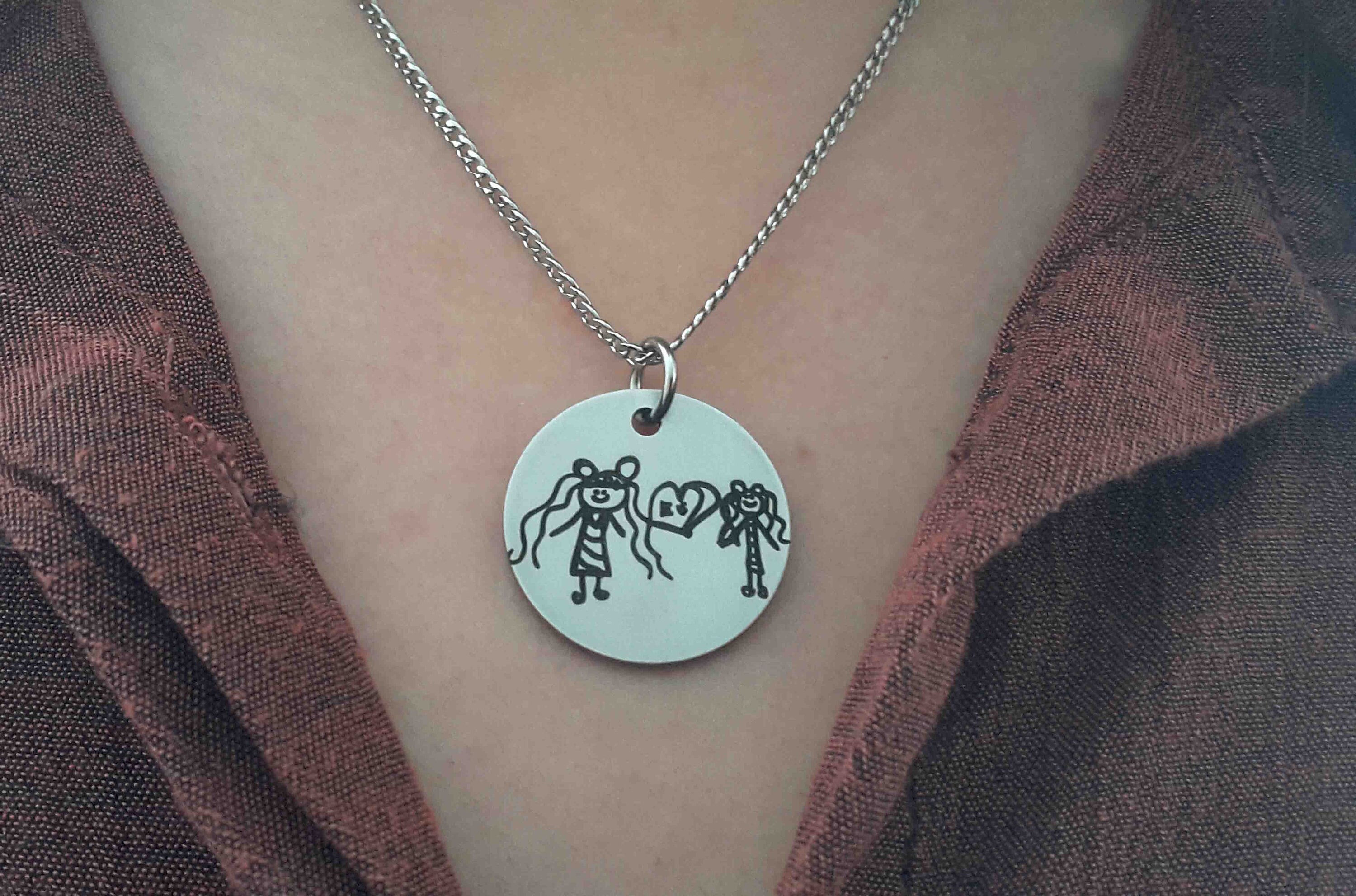 Custom Handwriting & Artwork Necklace – Kid’s Drawing Gift