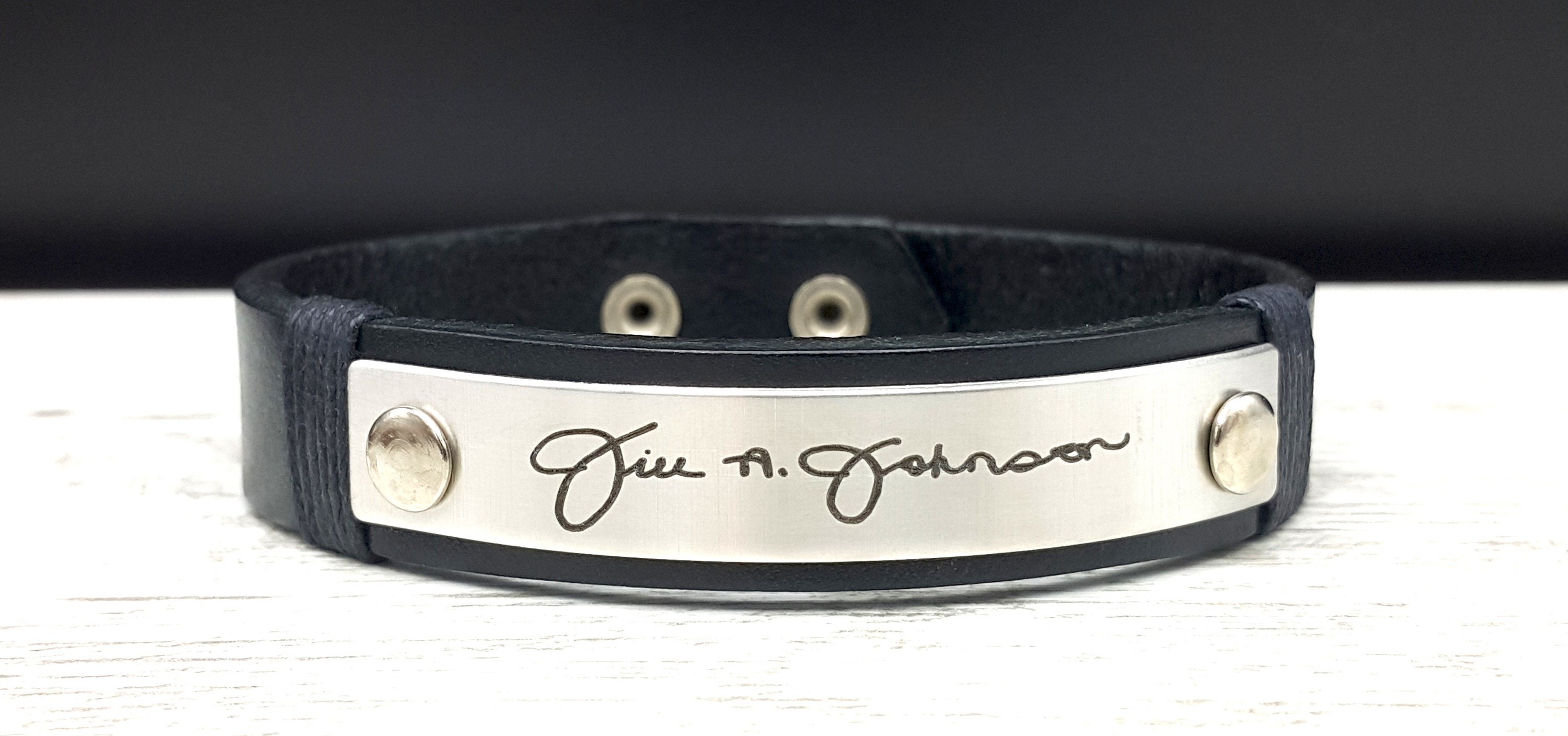 Actual Handwriting Leather Bracelet • Signature Bracelet • Memorial Keepsake Gift • Handwriting Bracelet • Customized Gift for Mens