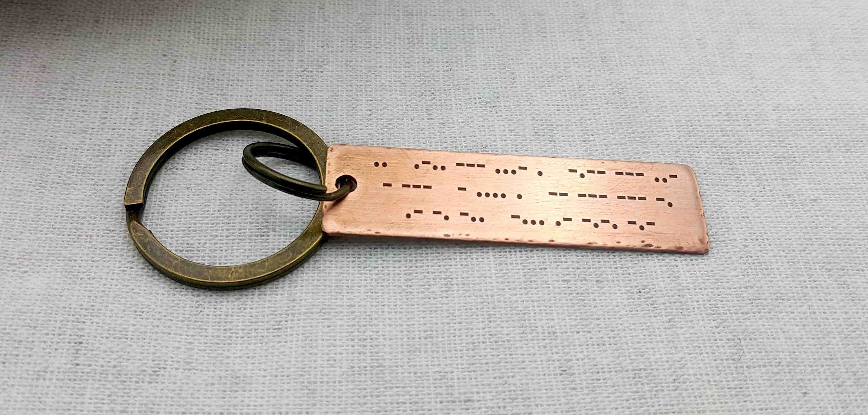7th Anniversary Copper Gifts, Copper Morse Code Keychain,  Customized Secret Message Morse Code Key Chain, 7th Wedding Anniversary Keychain