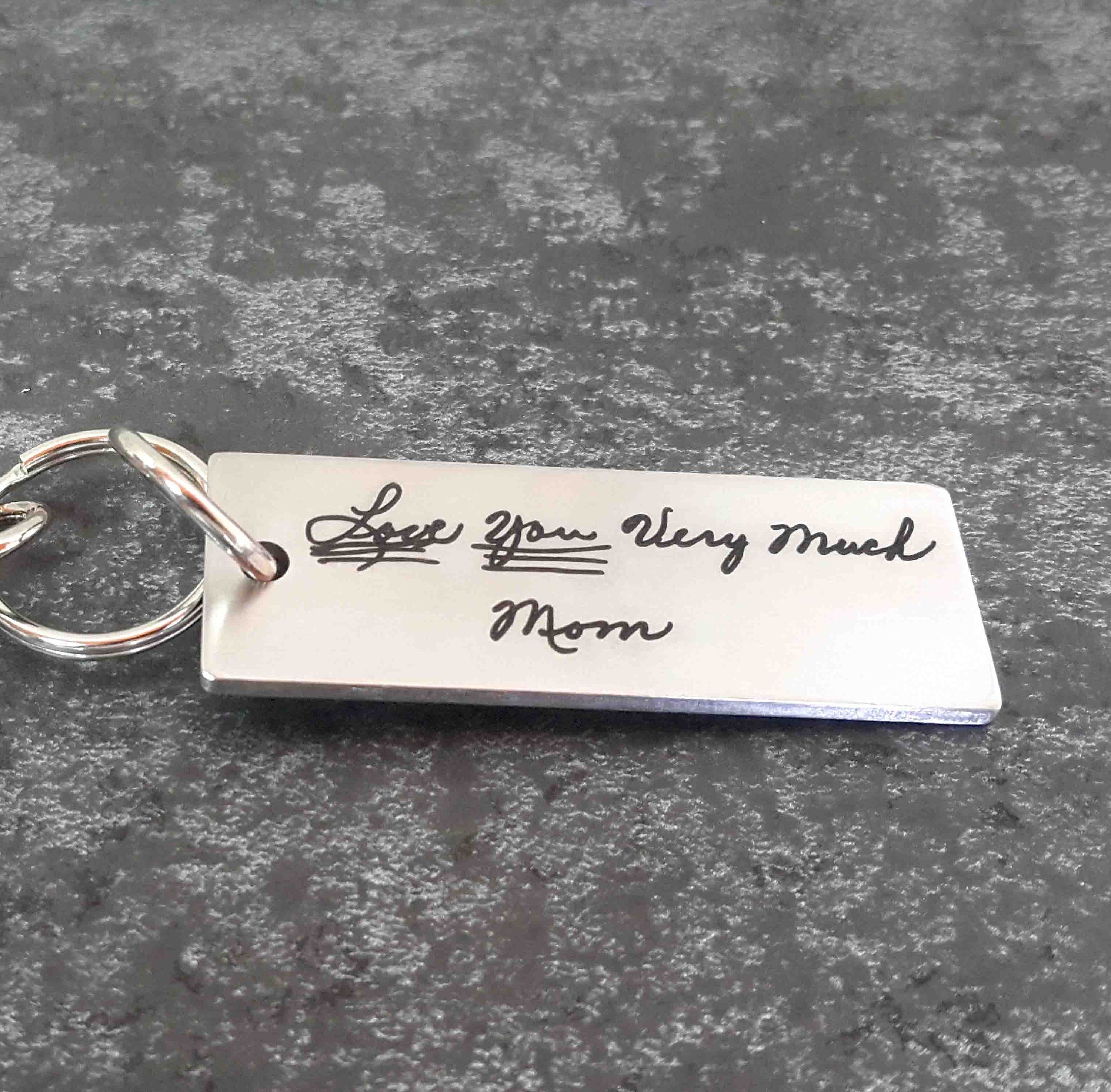 Real Handwriting Deep Engraved Keychain, Personalized Actual Handwriting Keychain, Memorial Signature Keychain for Loss of Loved One