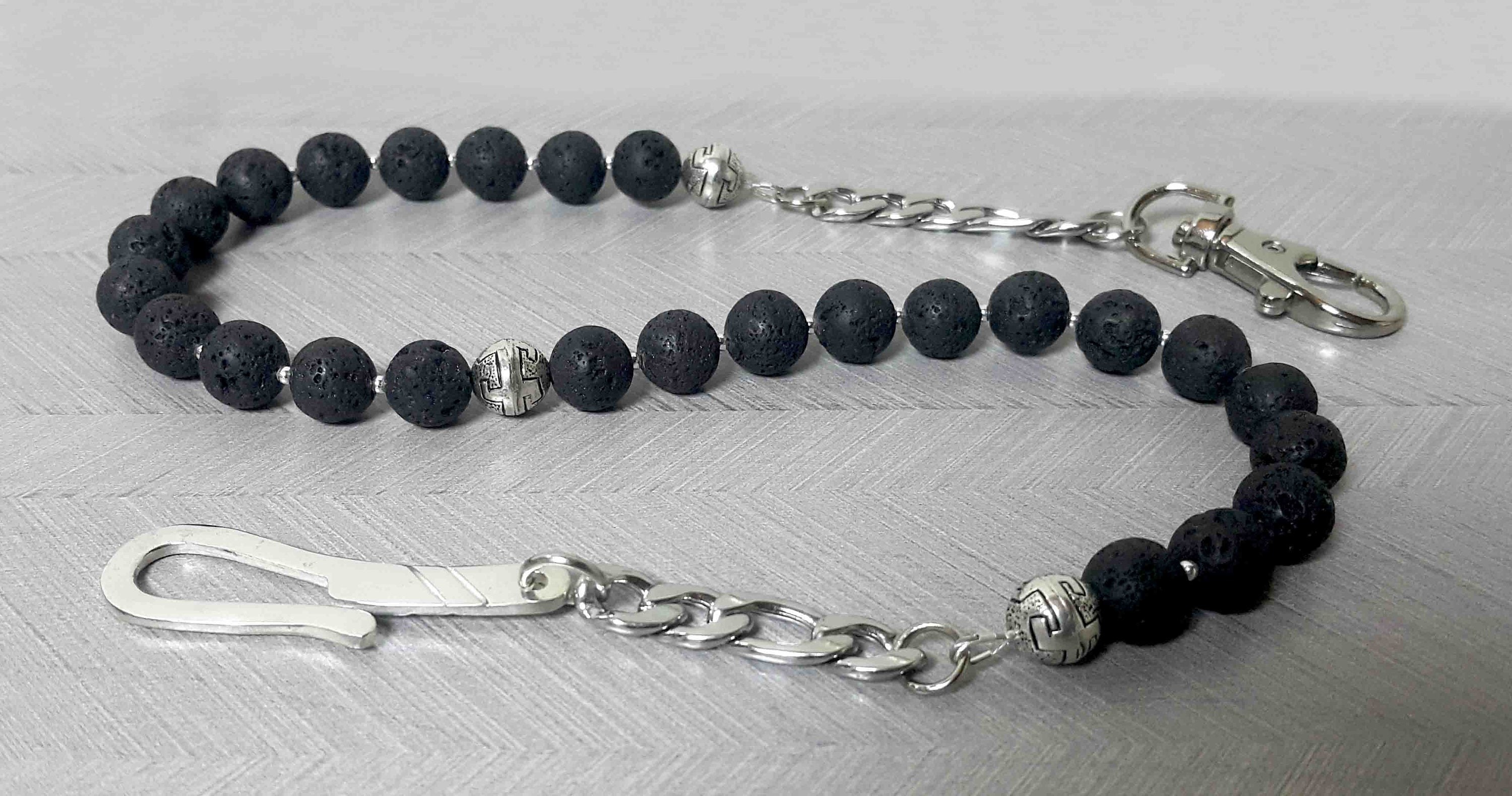 Core Strength – Lava Rock Wallet Chain with 925 Silver