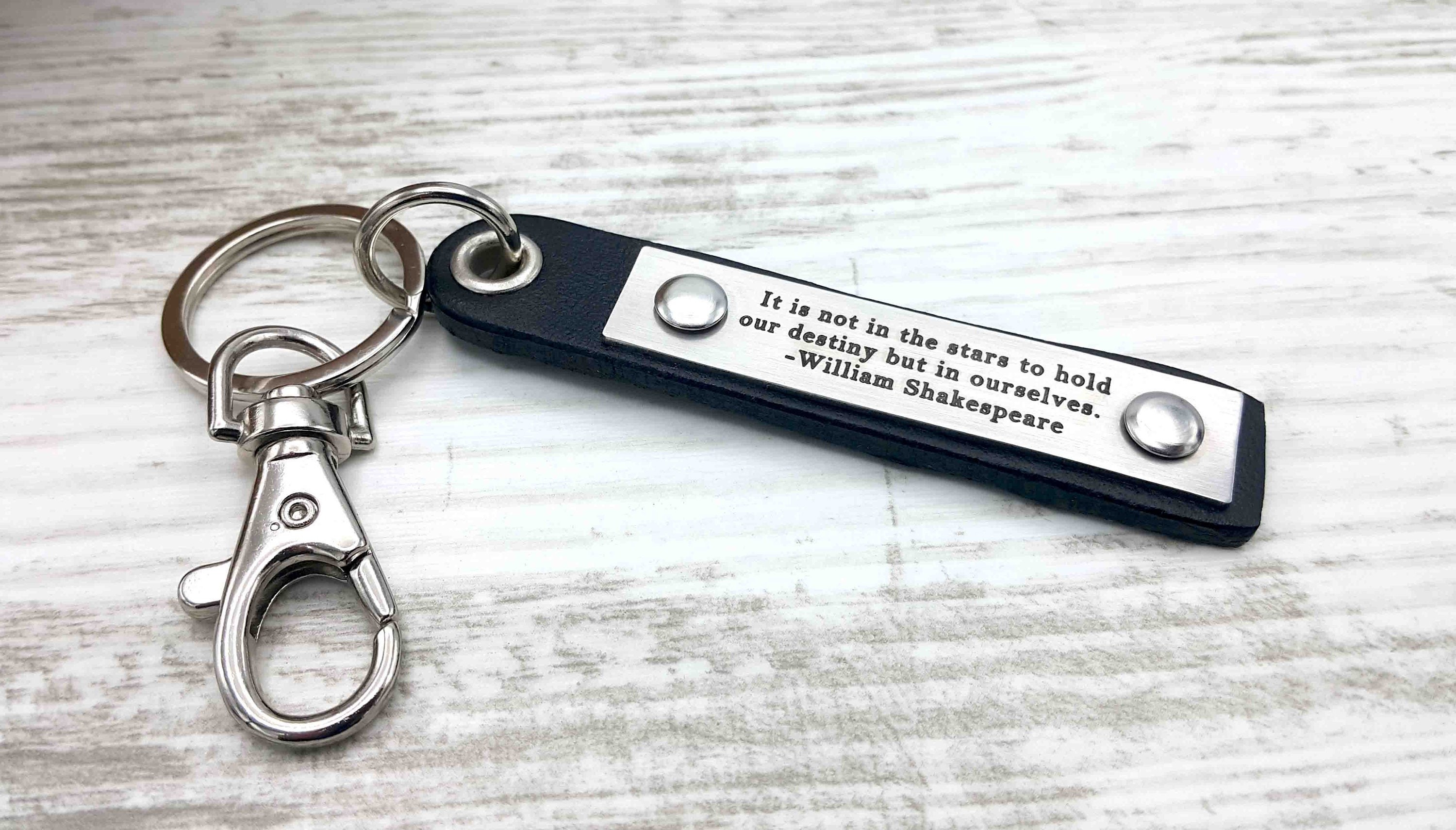Meaningful and Inspiring Quotes Leather Keychains, Motivational Keychain, Inspiration Keychain, Shakespeare Quote, Graduation Gift