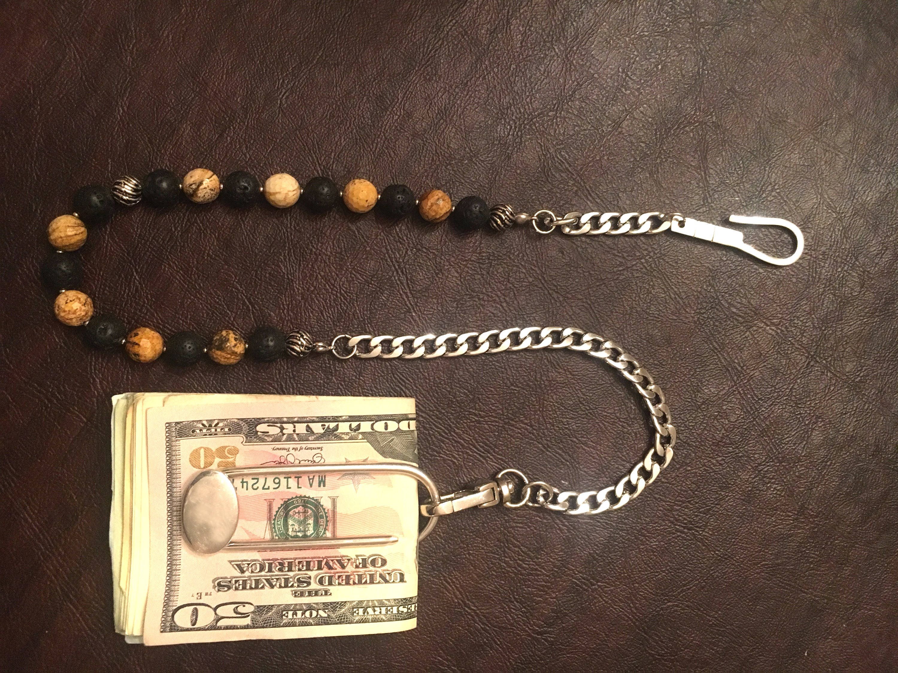 Earthbound Steel – Lava & Jasper Wallet Chain for Men