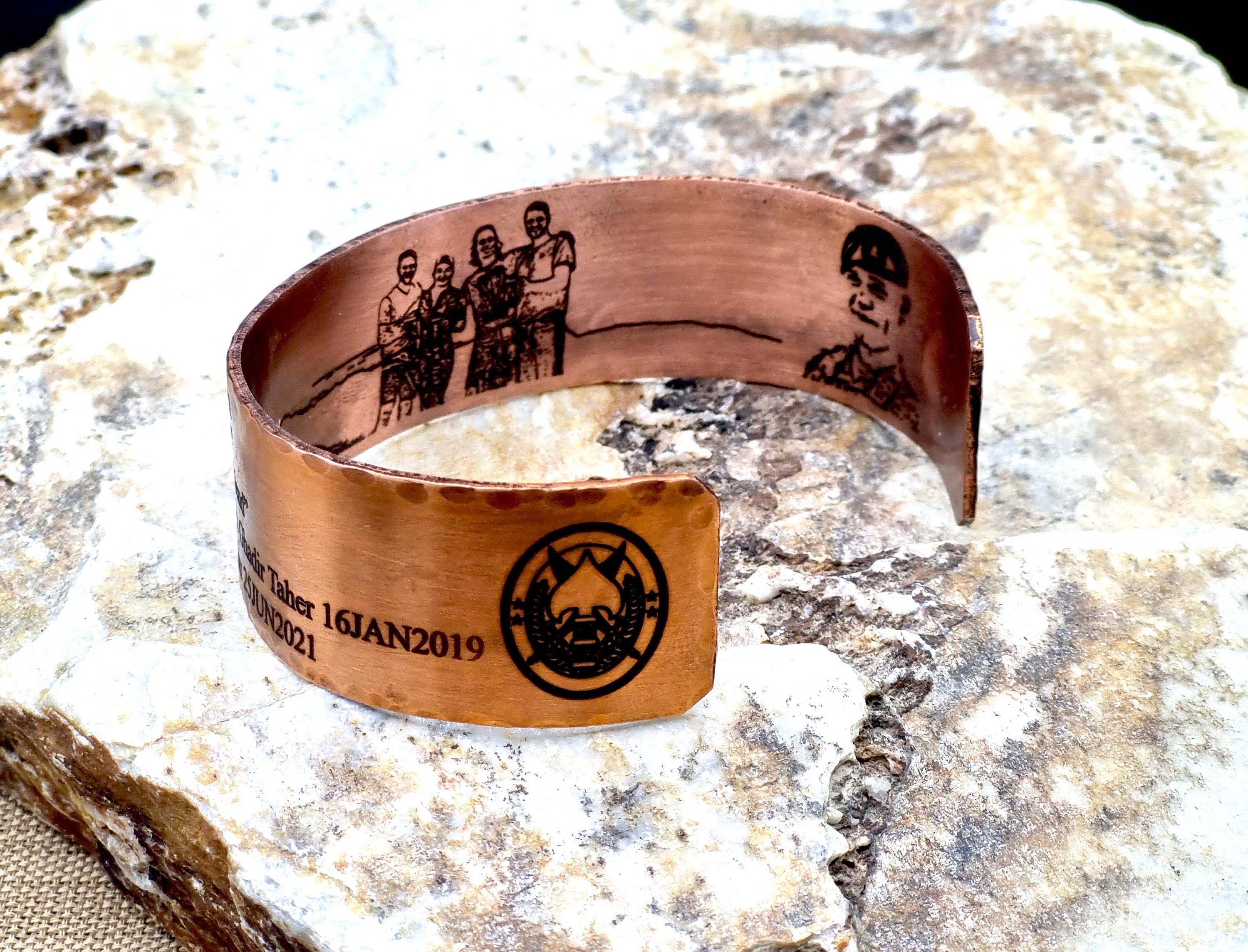 Personalized Wide Copper Military Memorial Bracelet