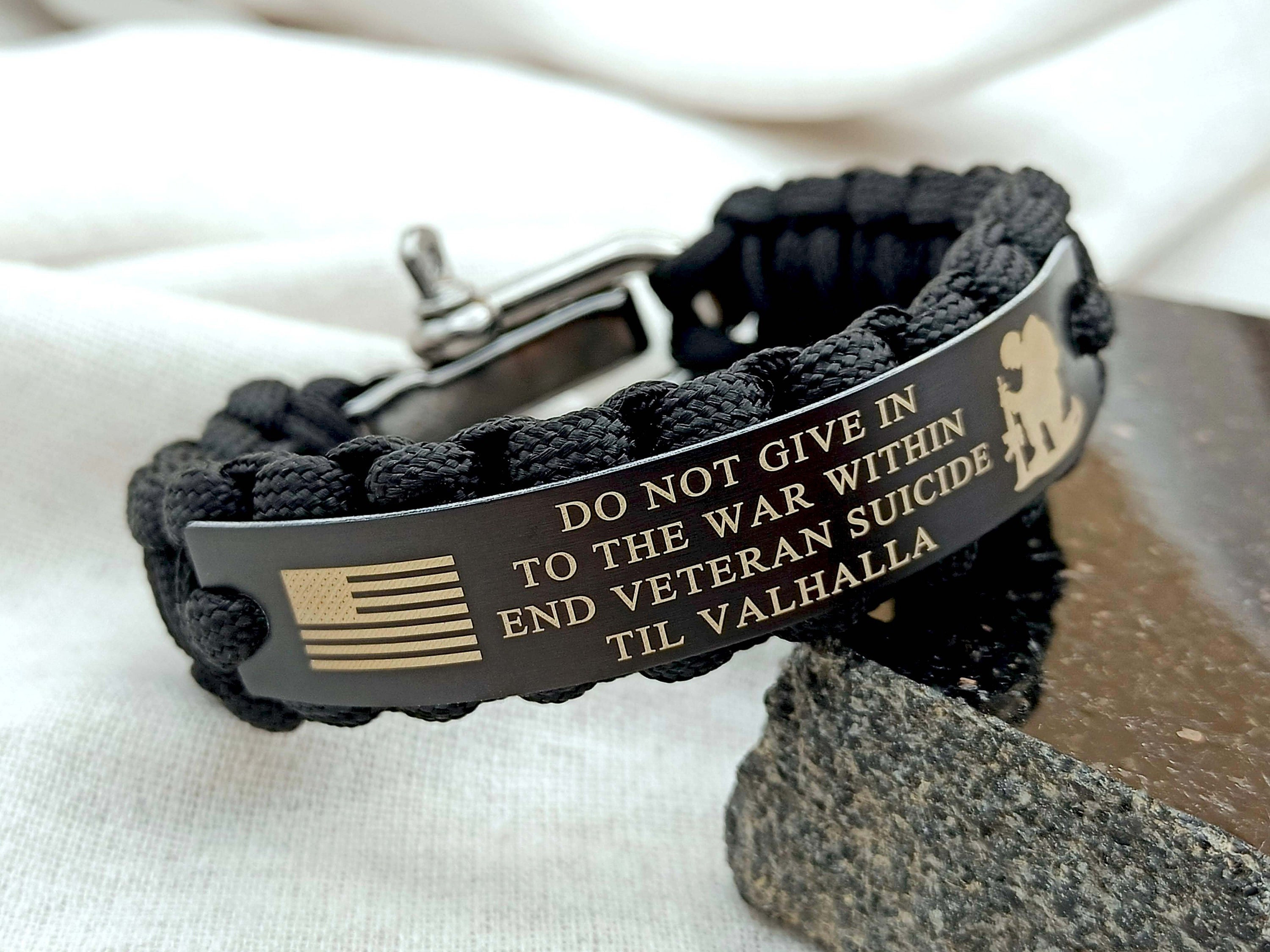 Personalized 550 Paracord Memorial Bracelet - Adjustable Military Shackle Clasp