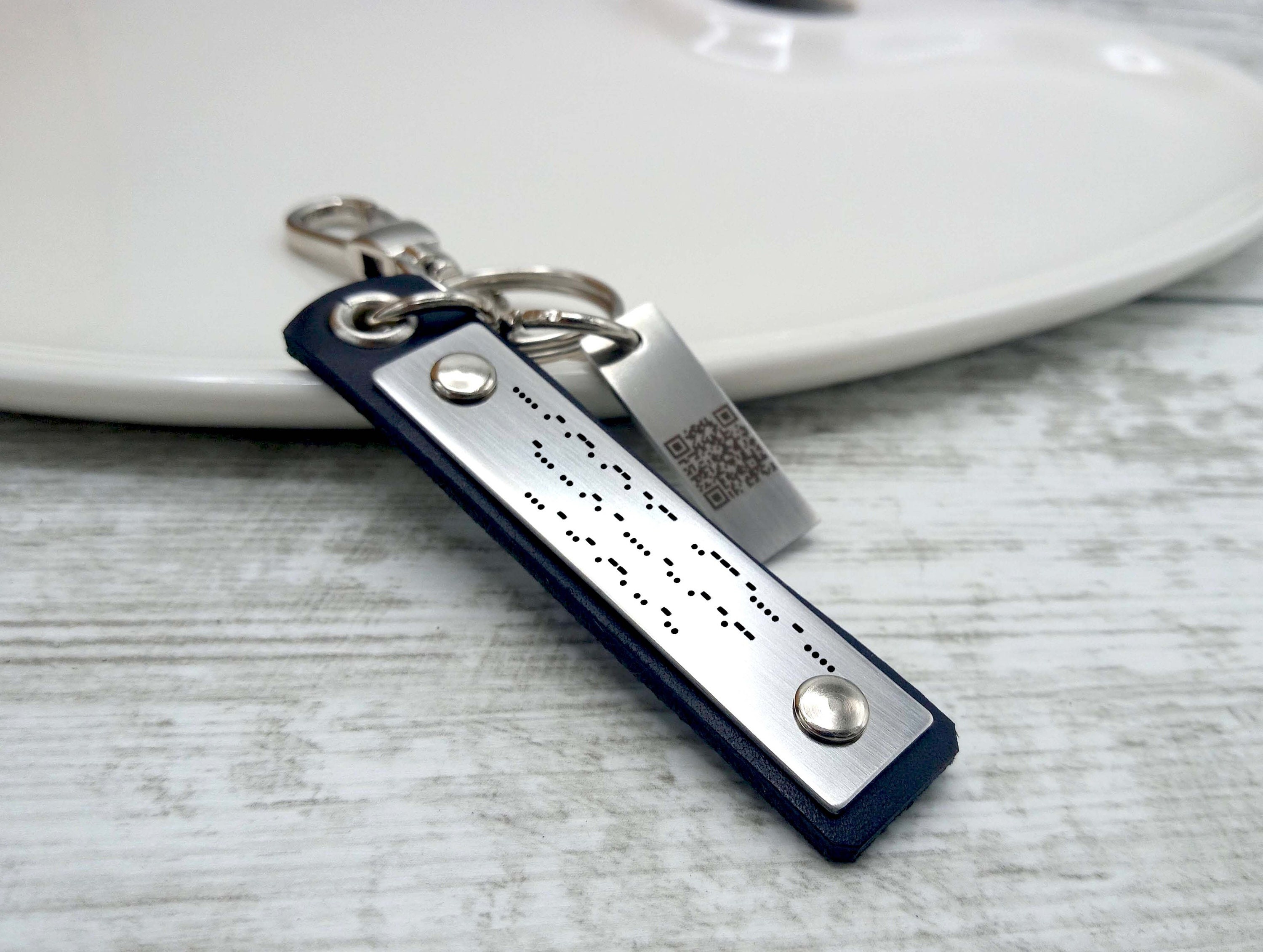 Personalized Morse Code Leather Keychain - Secret Message Keychain