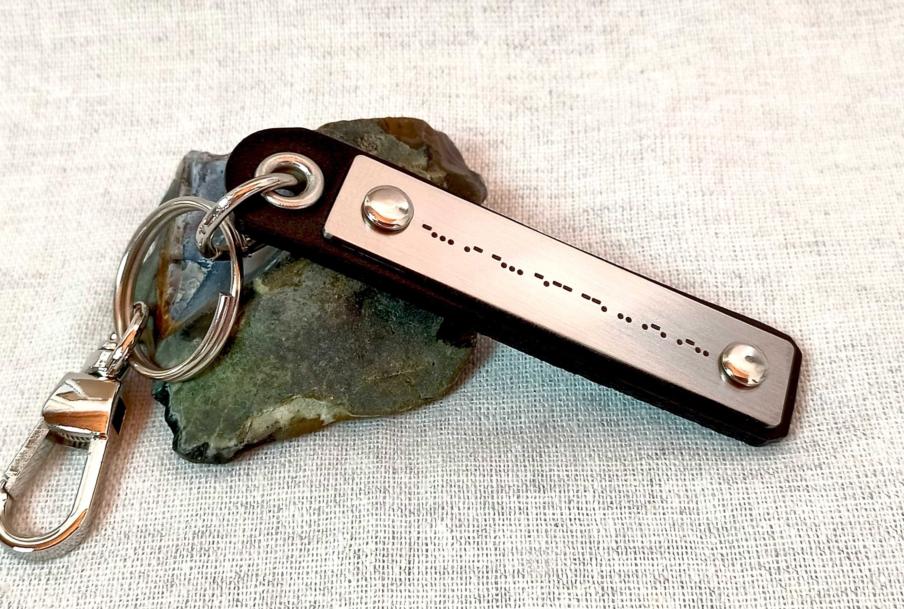 Personalized Morse Code Leather Keychain - Secret Message Keychain
