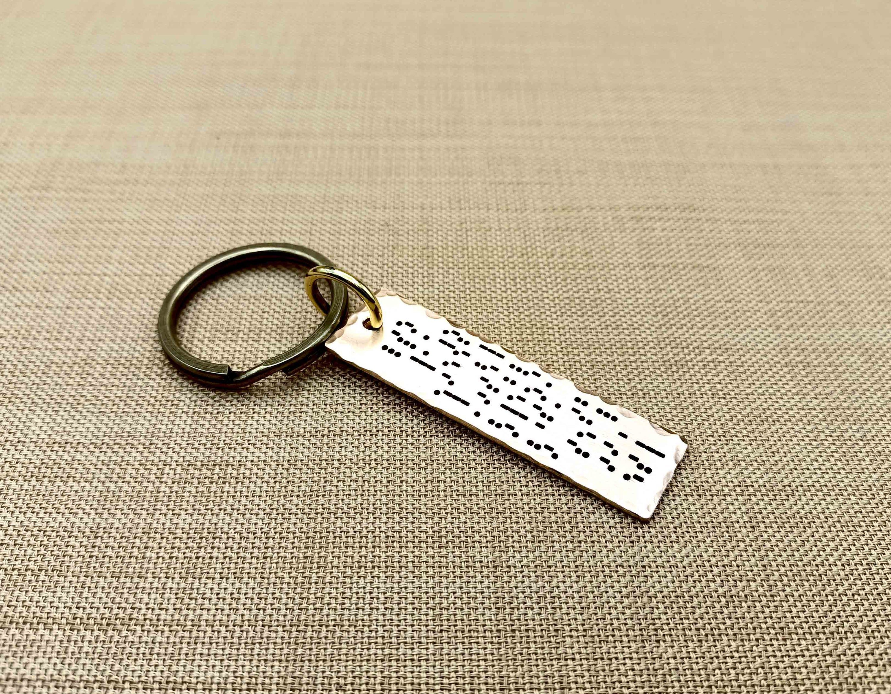 Custom Bronze Morse Code Keychain – 8th & 19th Anniversary Gift