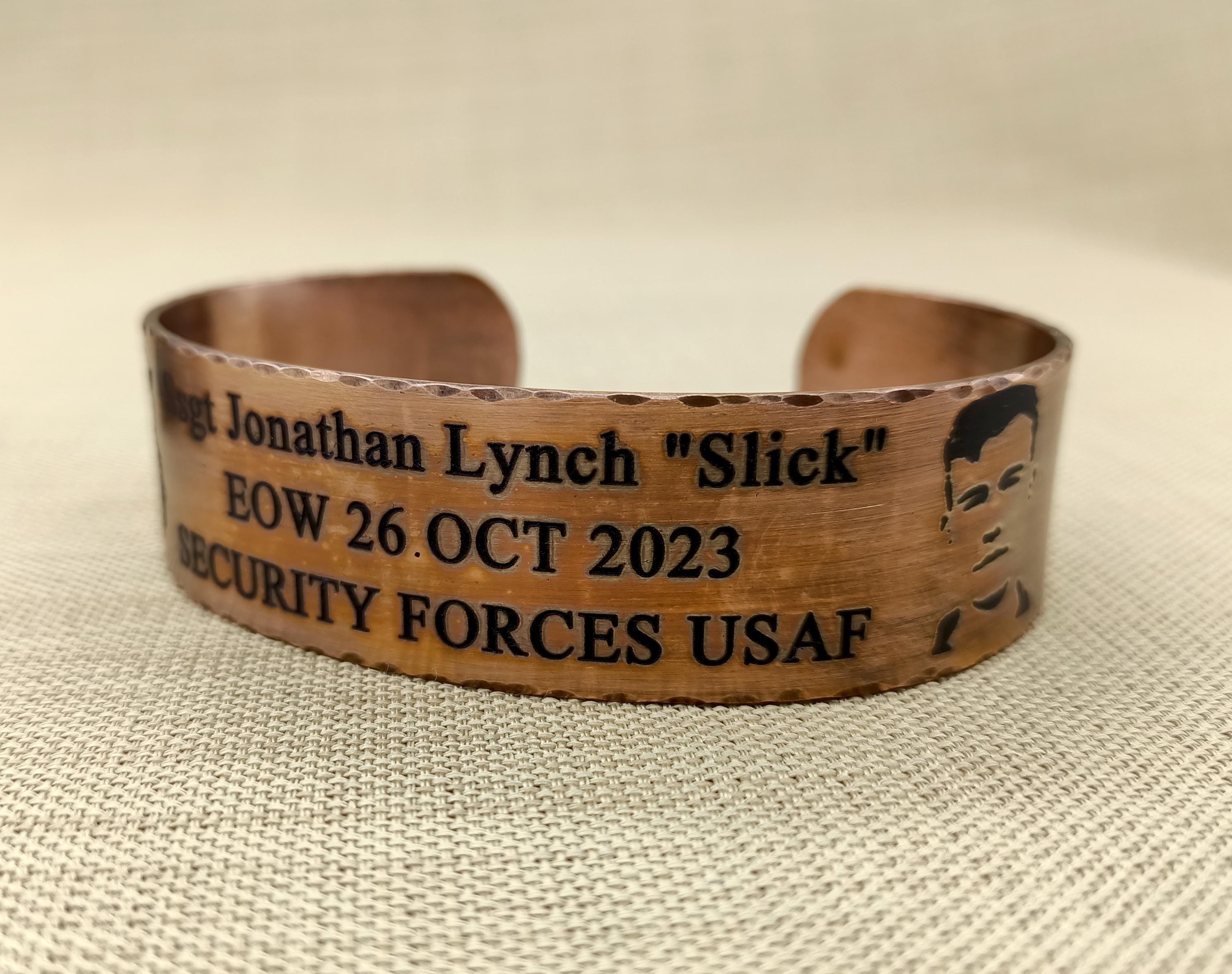 Personalized Wide Copper Military Memorial Bracelet