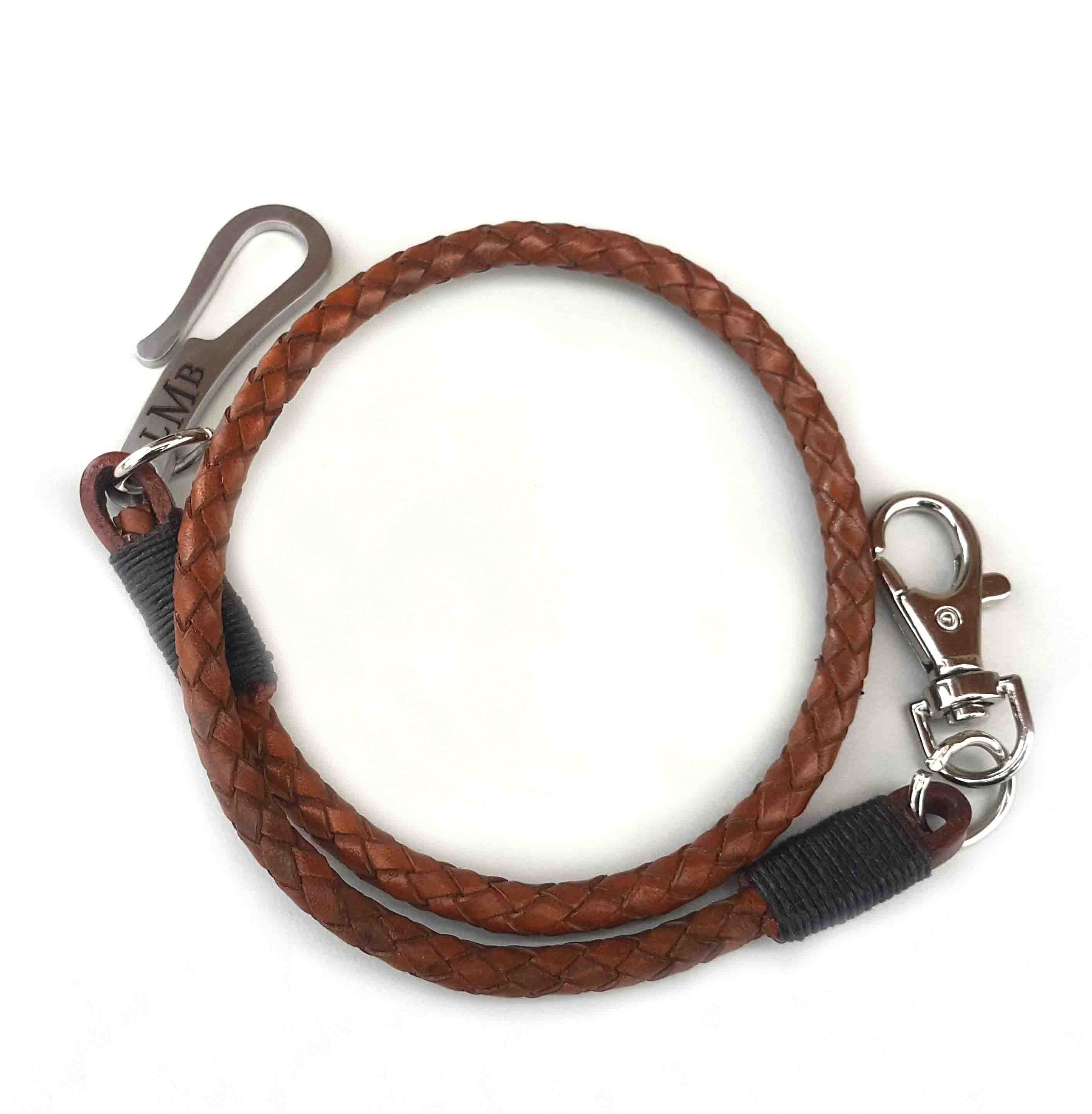 Rugged Loop – Braided Leather Wallet Lanyard with Steel Hook