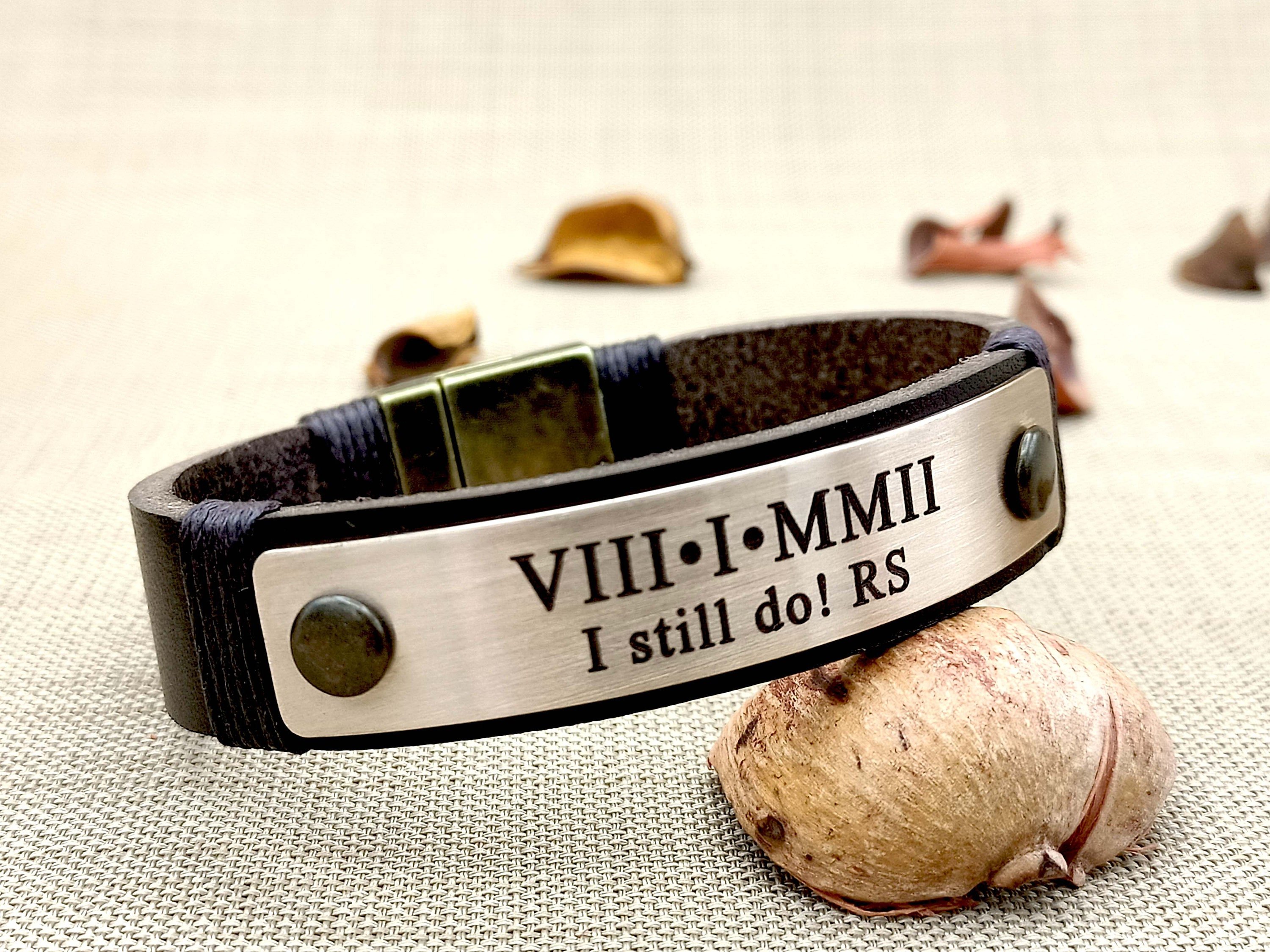 8th Anniversary Bronze Bracelet with Voice or Song QR