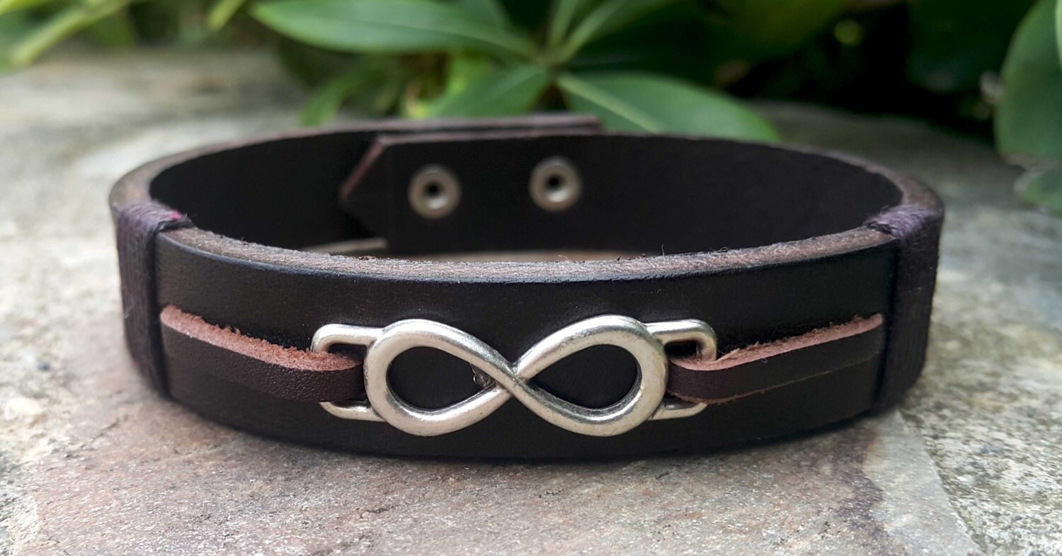 Personalized Infinity Bracelet for Men, Friendship Bracelet, Custom Engraved Leather Bracelet, Boyfriend Valentine's Day Gift for Him