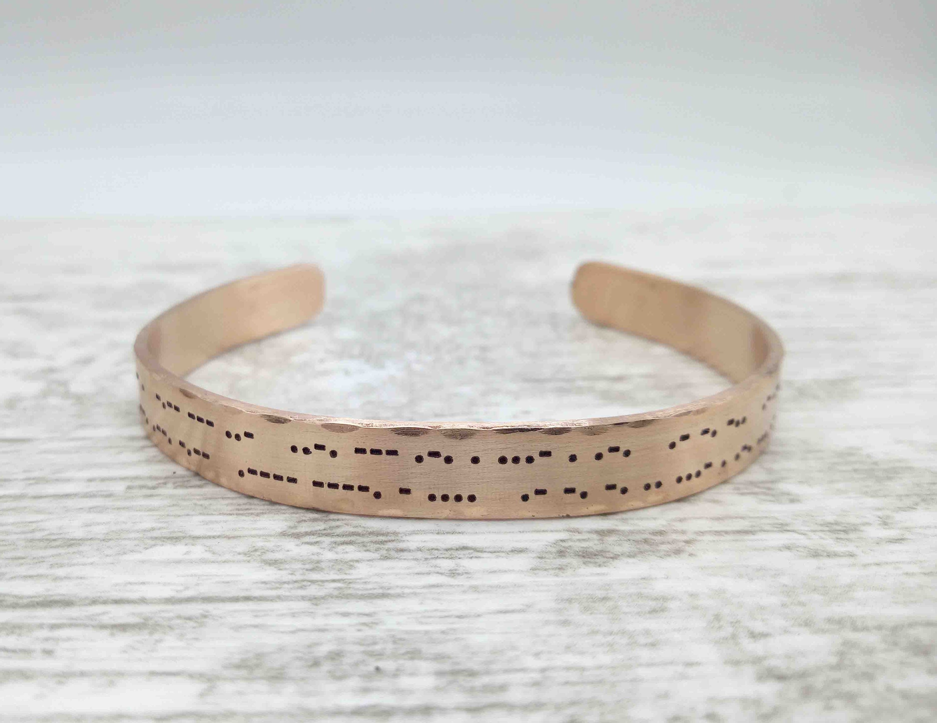 Custom Morse Code Brass Cuff Bracelet – Secret Message Gift