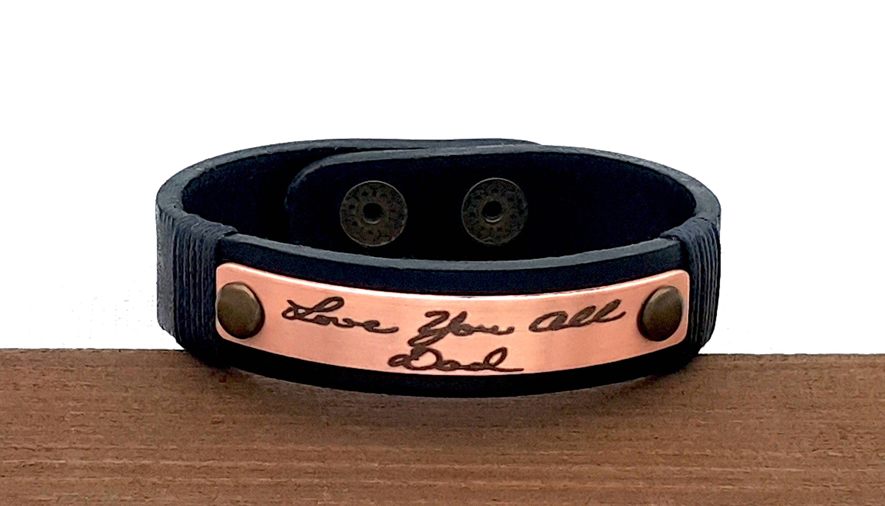 Actual Handwriting Leather Bracelet • Signature Bracelet • Memorial Keepsake Gift • Handwriting Bracelet • Customized Gift for Mens