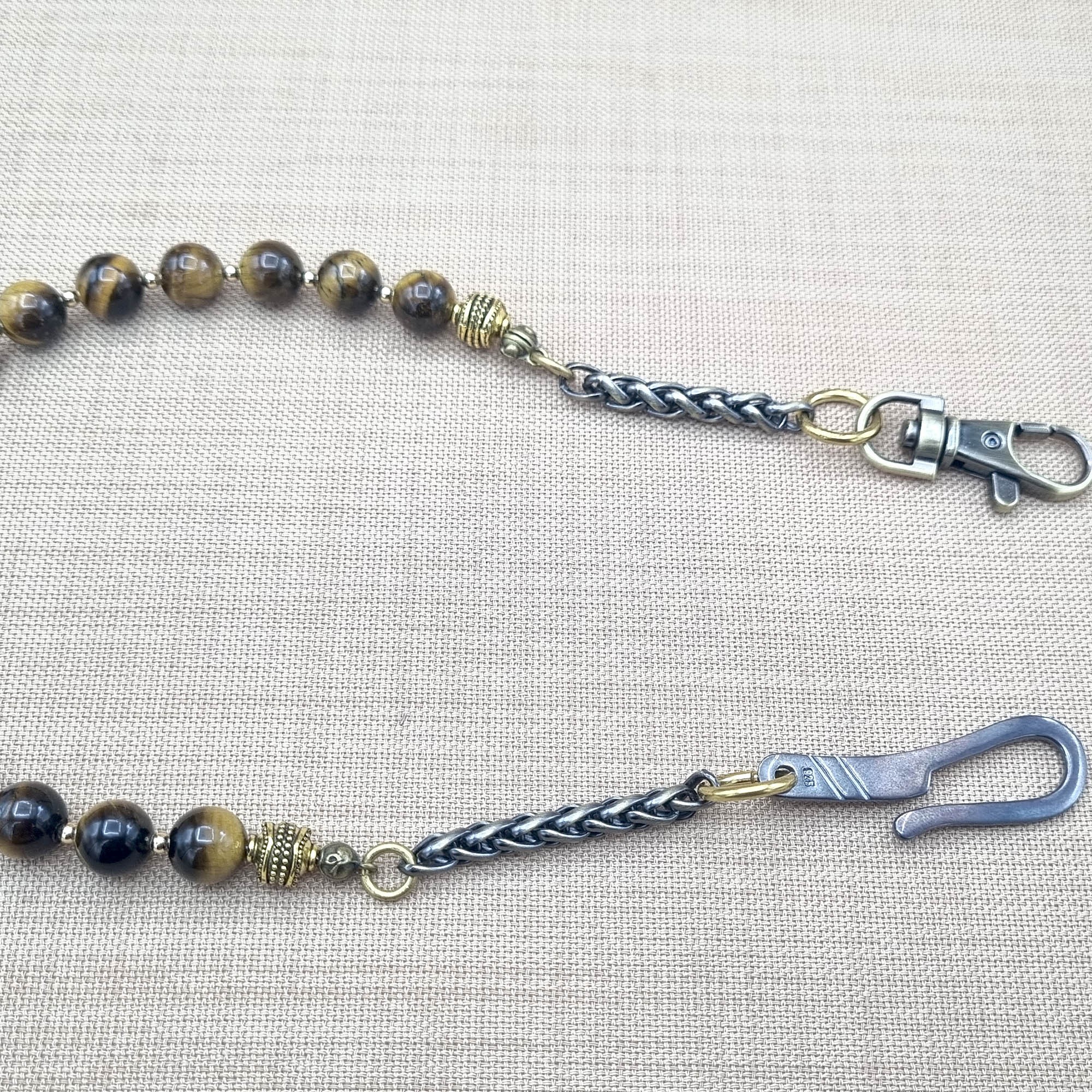 Bronze Valor - Tiger’s Eye Beaded Wallet Chain for Men