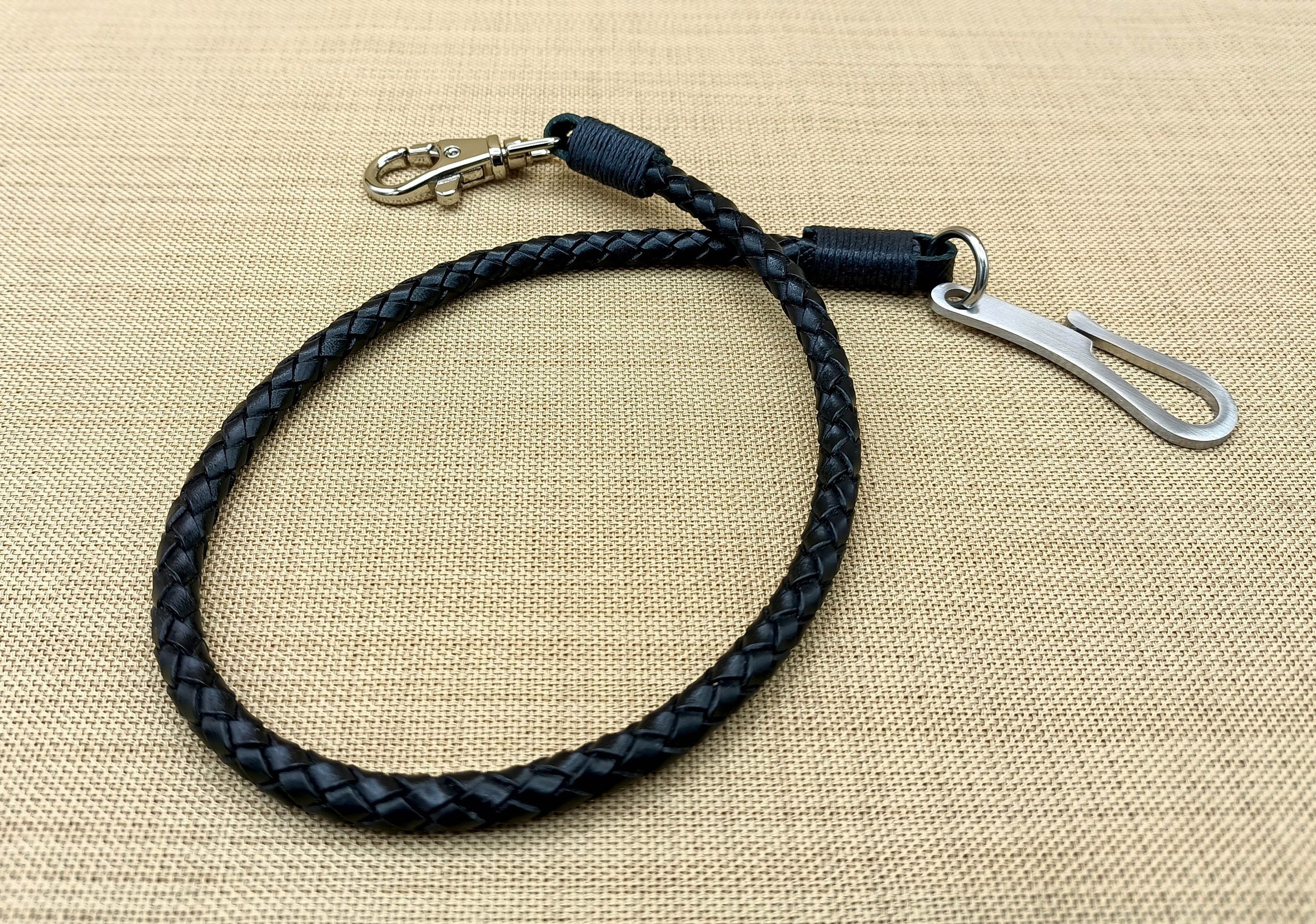 Rugged Loop – Braided Leather Wallet Lanyard with Steel Hook