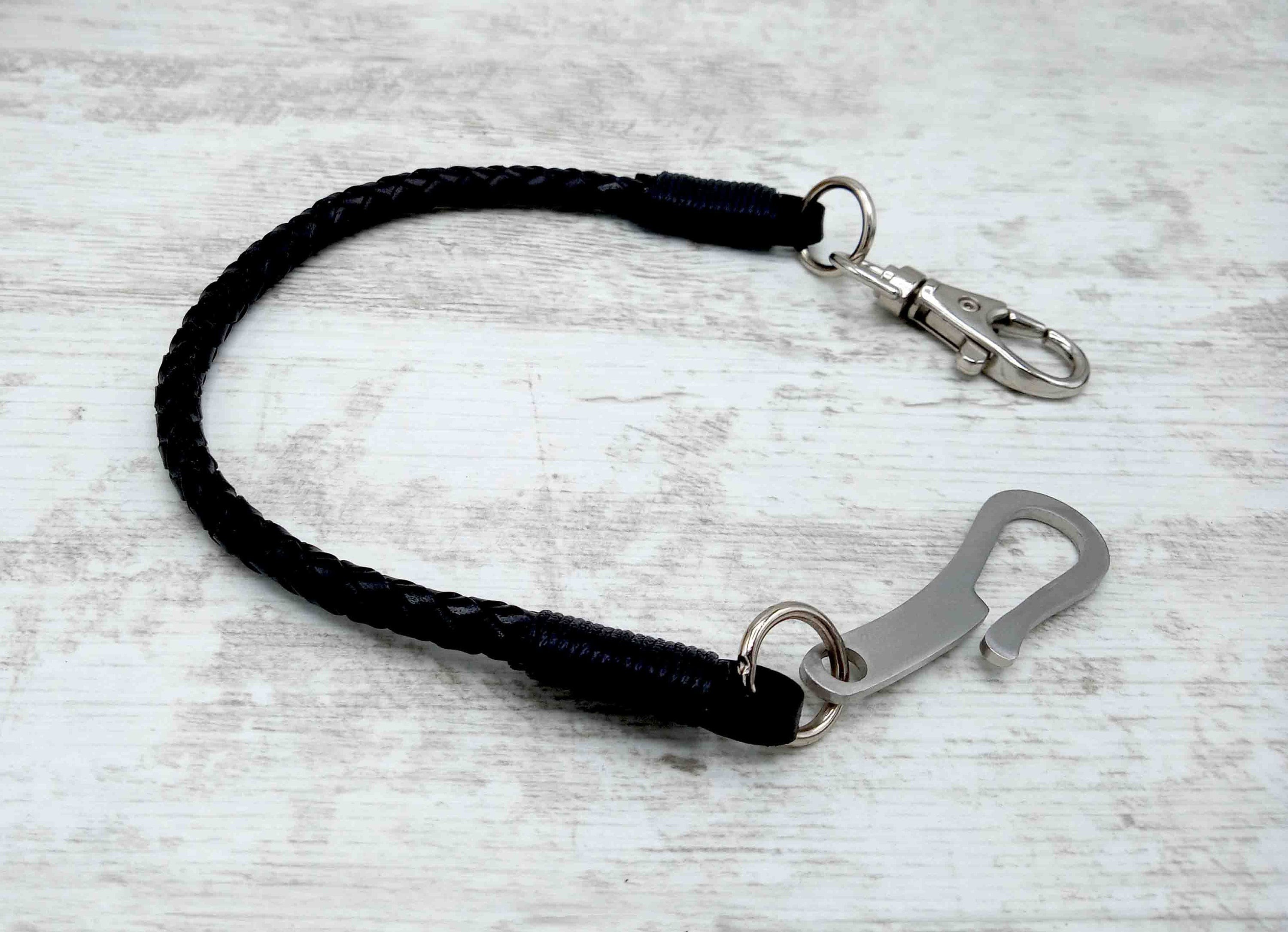 Rugged Loop – Braided Leather Wallet Lanyard with Steel Hook
