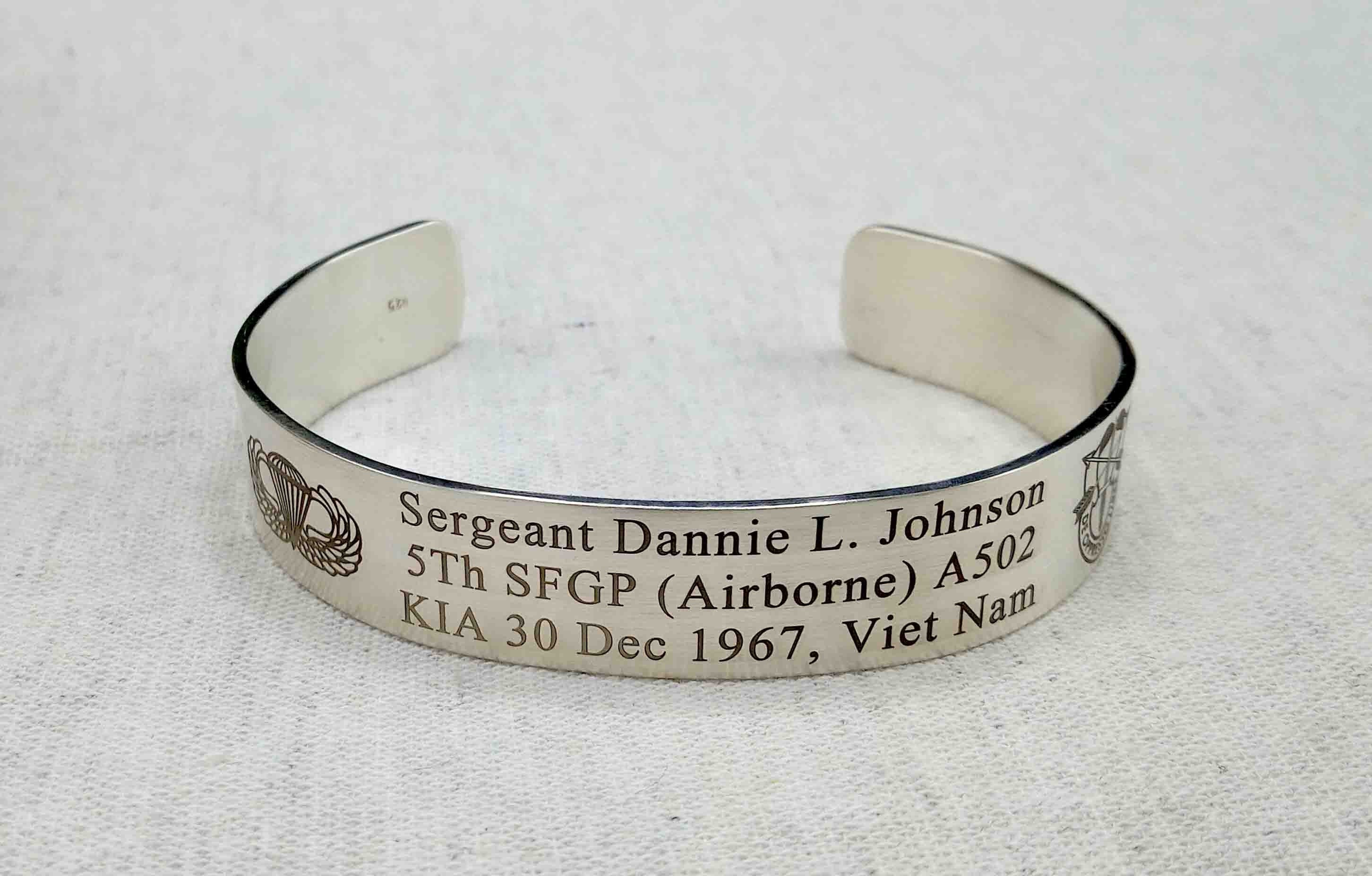 Personalized 925 Silver Remembrance Cuff for Men