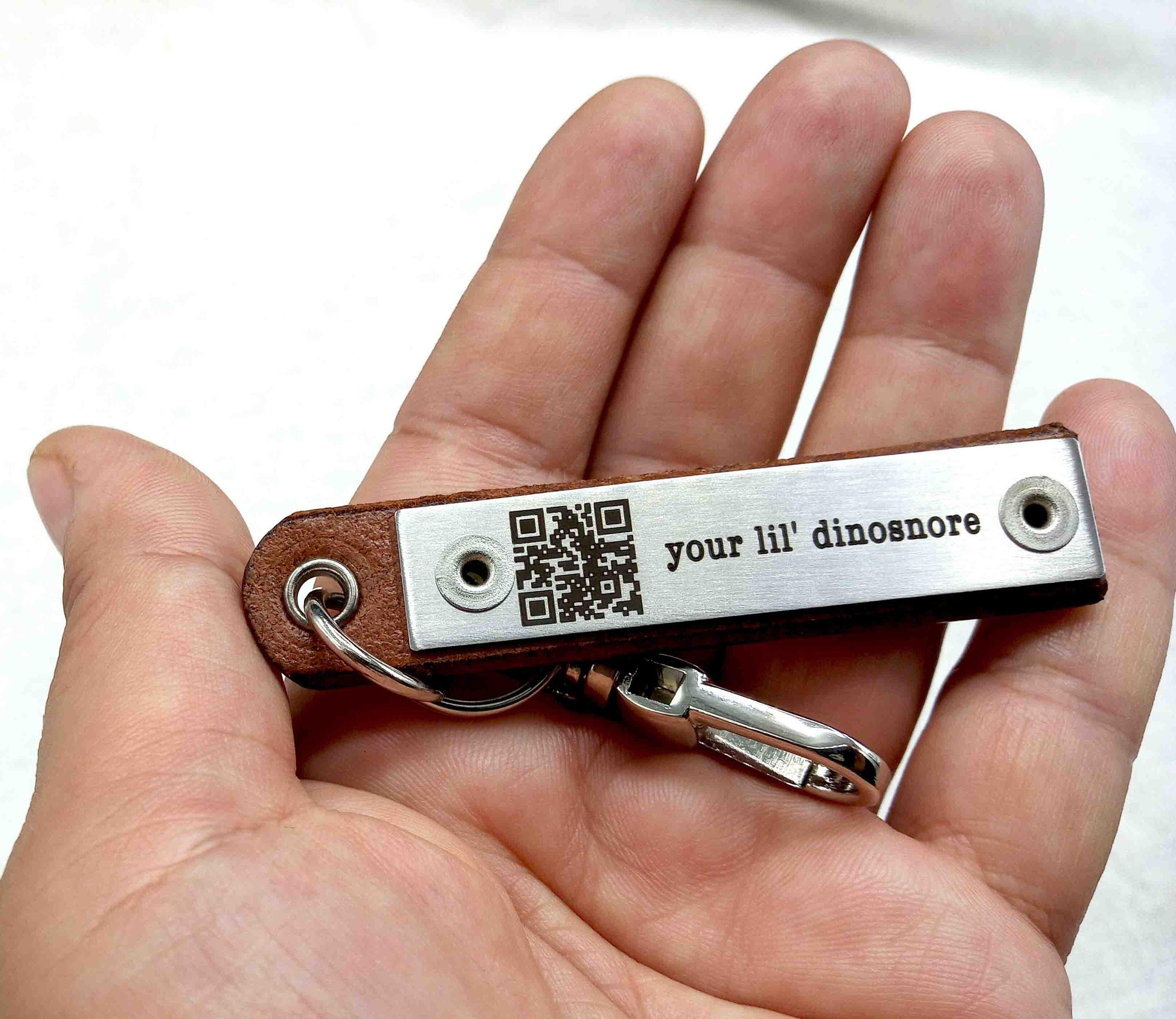 Custom Soundwave Leather Keychain Fathers Day Gift for Him, Engraved Soundwave with QR Code, Actual Voice Message, Heartbeat, Song Gift