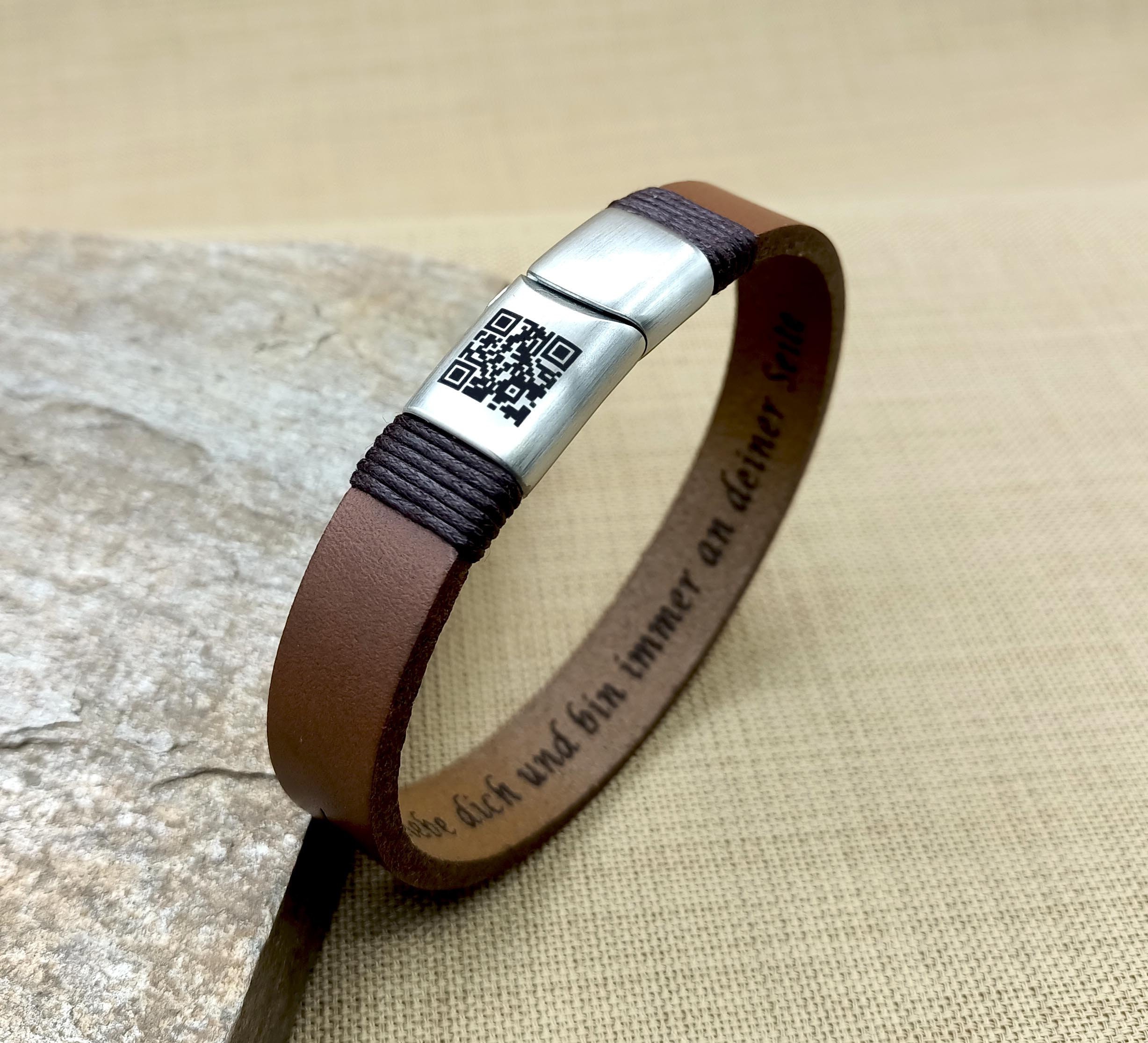Custom Soundwave Leather Bracelet with QR Code